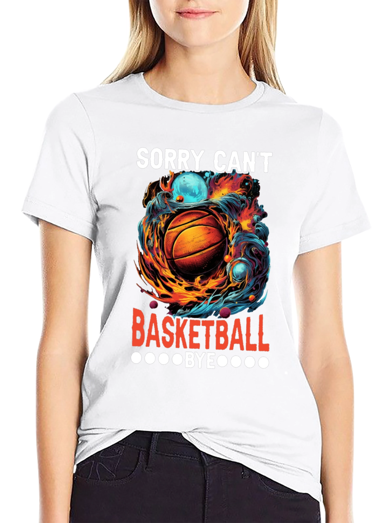 Black Sorry Can't Basketball Bye Graphic Tee view 9