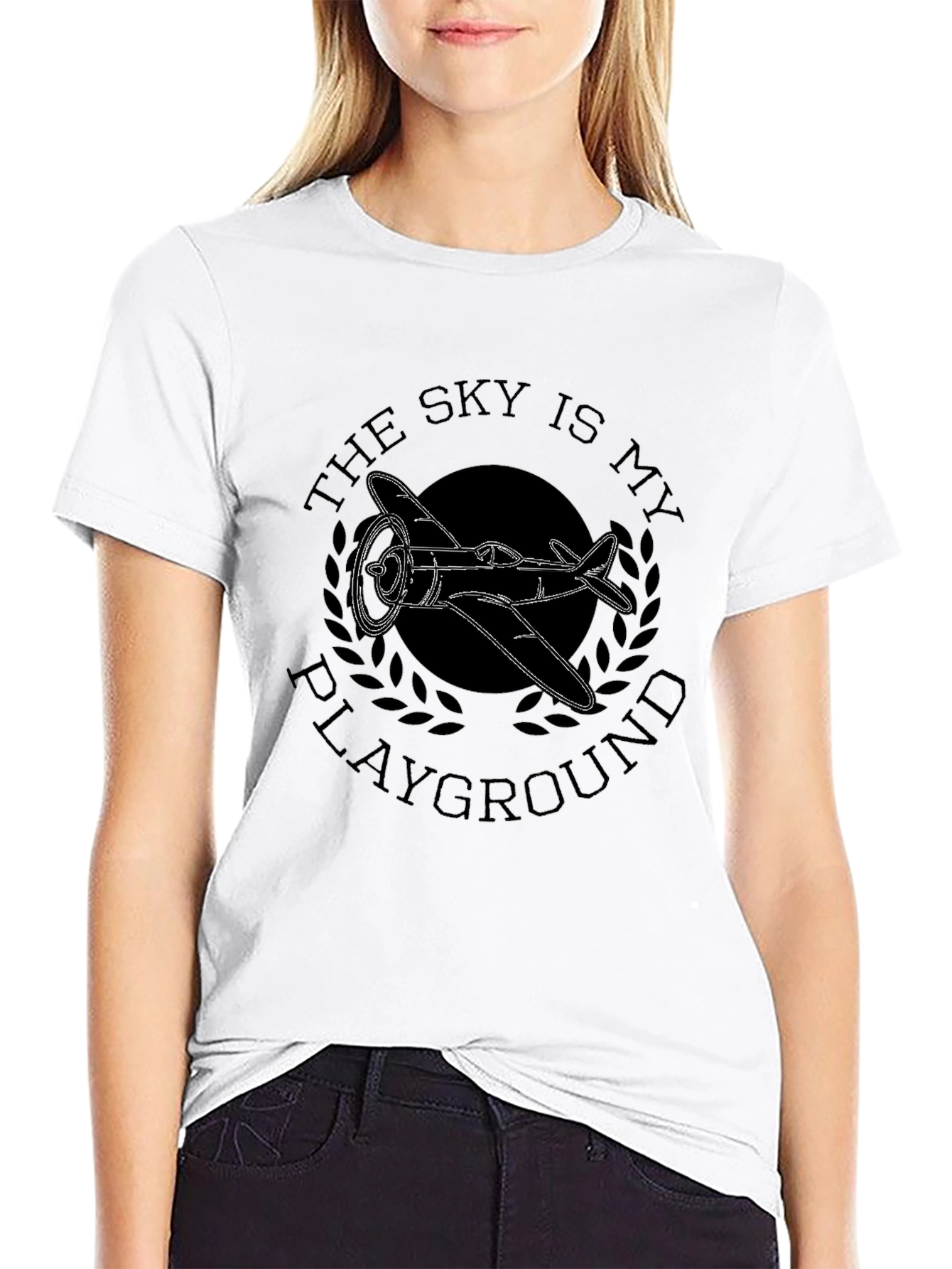 Sky Is My Playground Airplane Graphic Tee - Black - 9