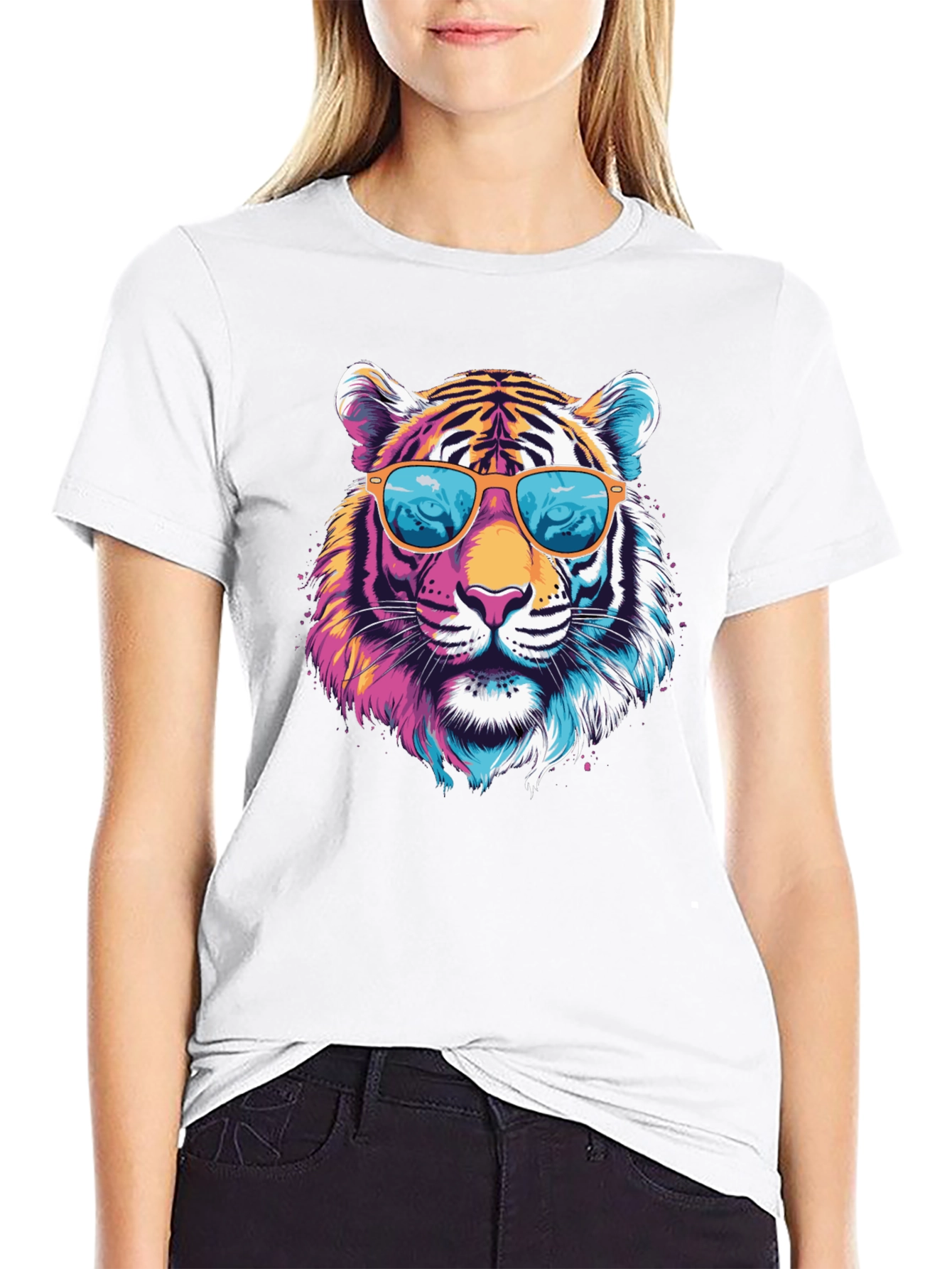 Black Cool Tiger Graphic T-Shirt view 9