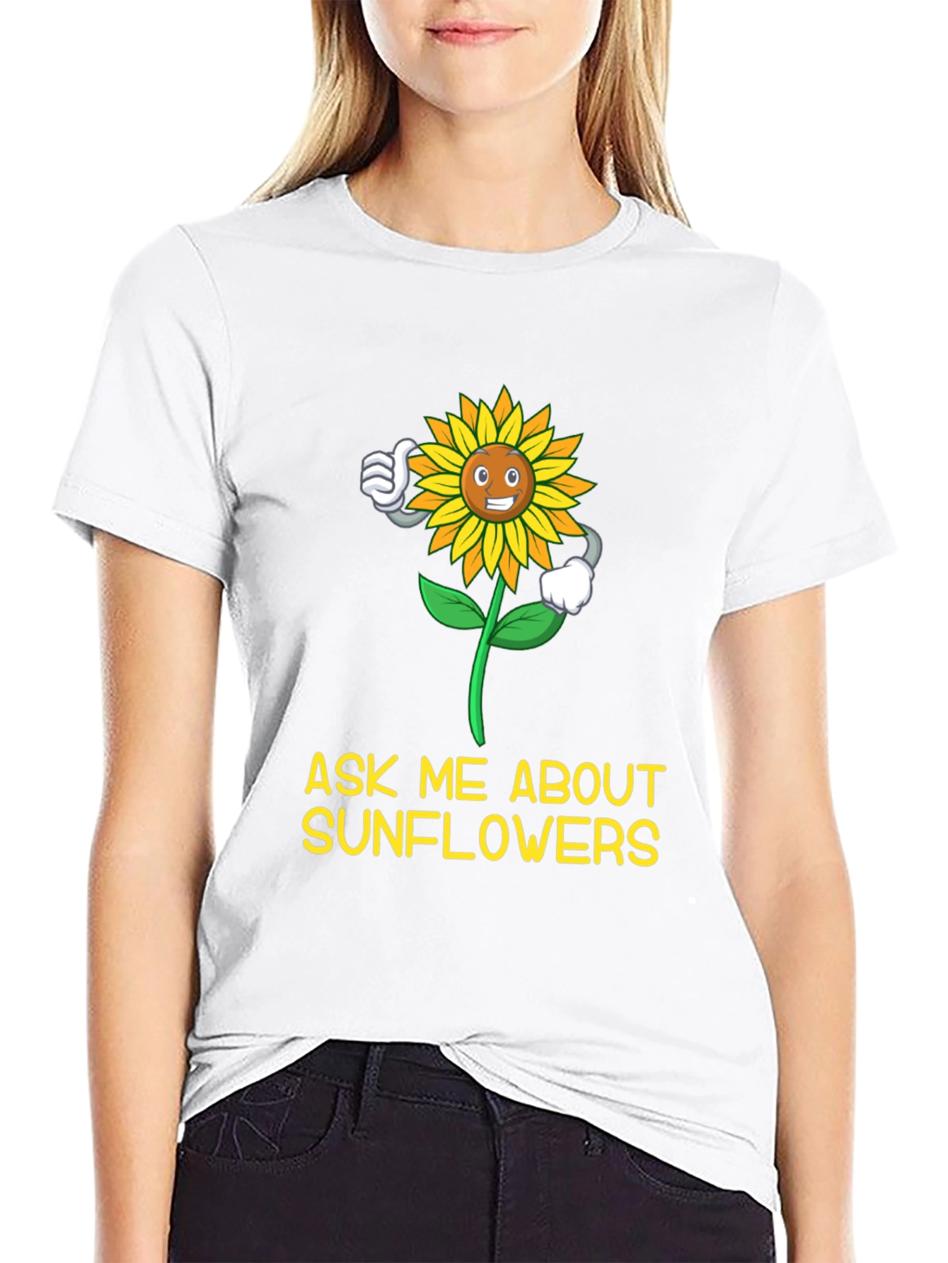 Black Ask Me About Sunflowers T-Shirt view 9