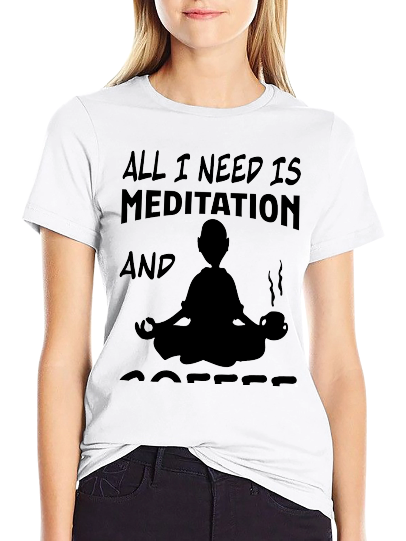 Black Meditation & Coffee Graphic T-Shirt view 9