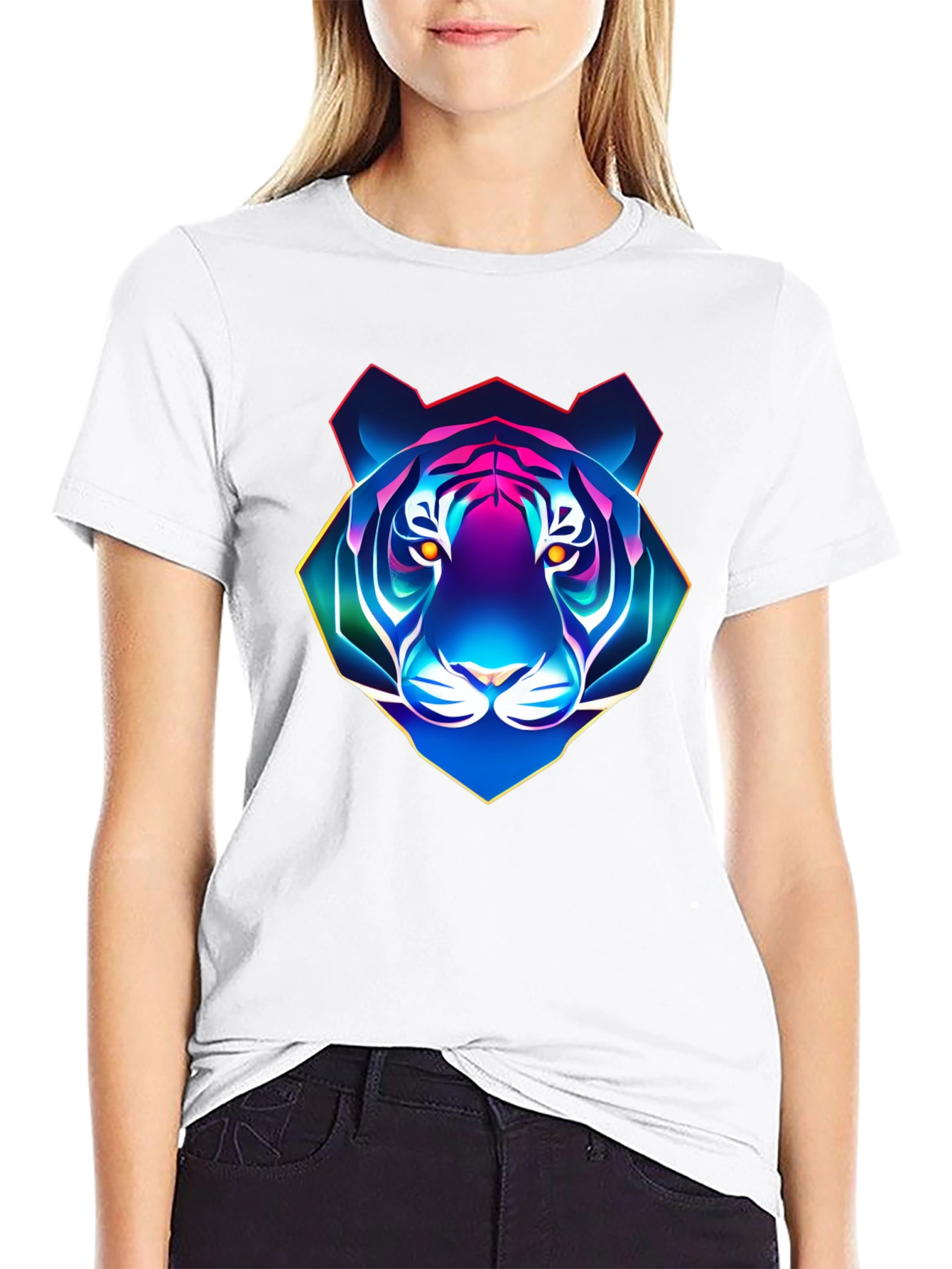 Black Neon Tiger Graphic T-Shirt - Men's Black Tee view 9