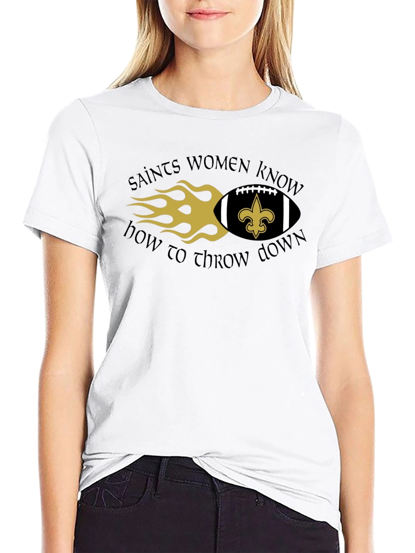 Black Saints Women Know How to Throw Down T-Shirt view 9