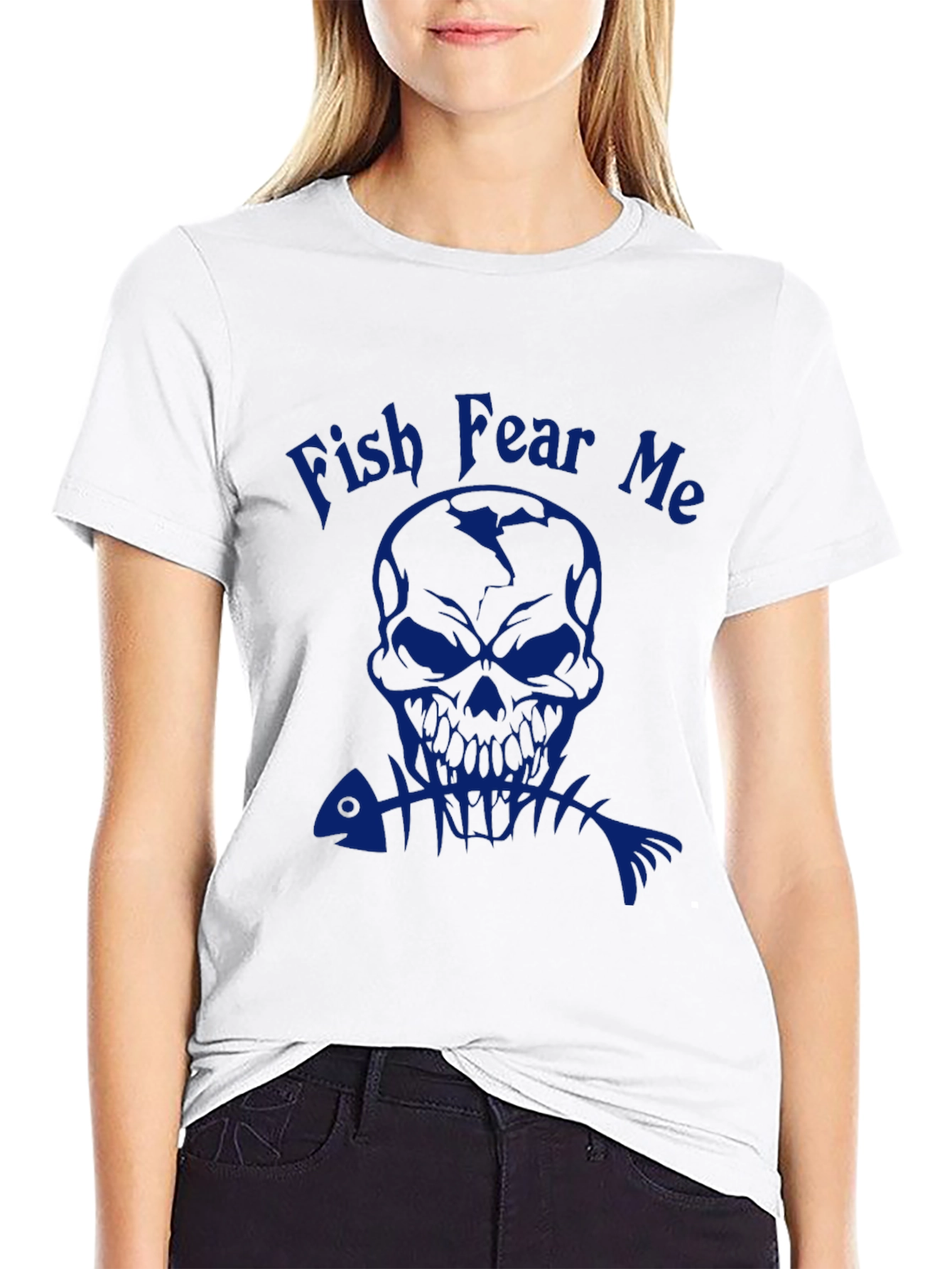 Black Fish Fear Me Skull Graphic Tee - Black Cotton T-Shirt view 9