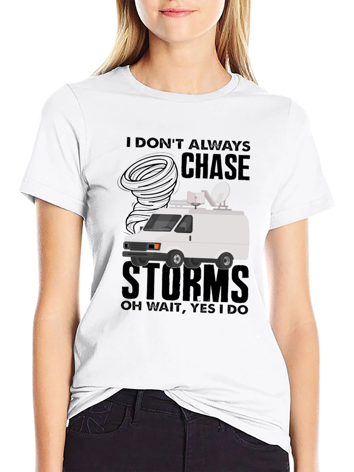 Black Storm Chaser T-Shirt - Funny Weather Van Tee view 9