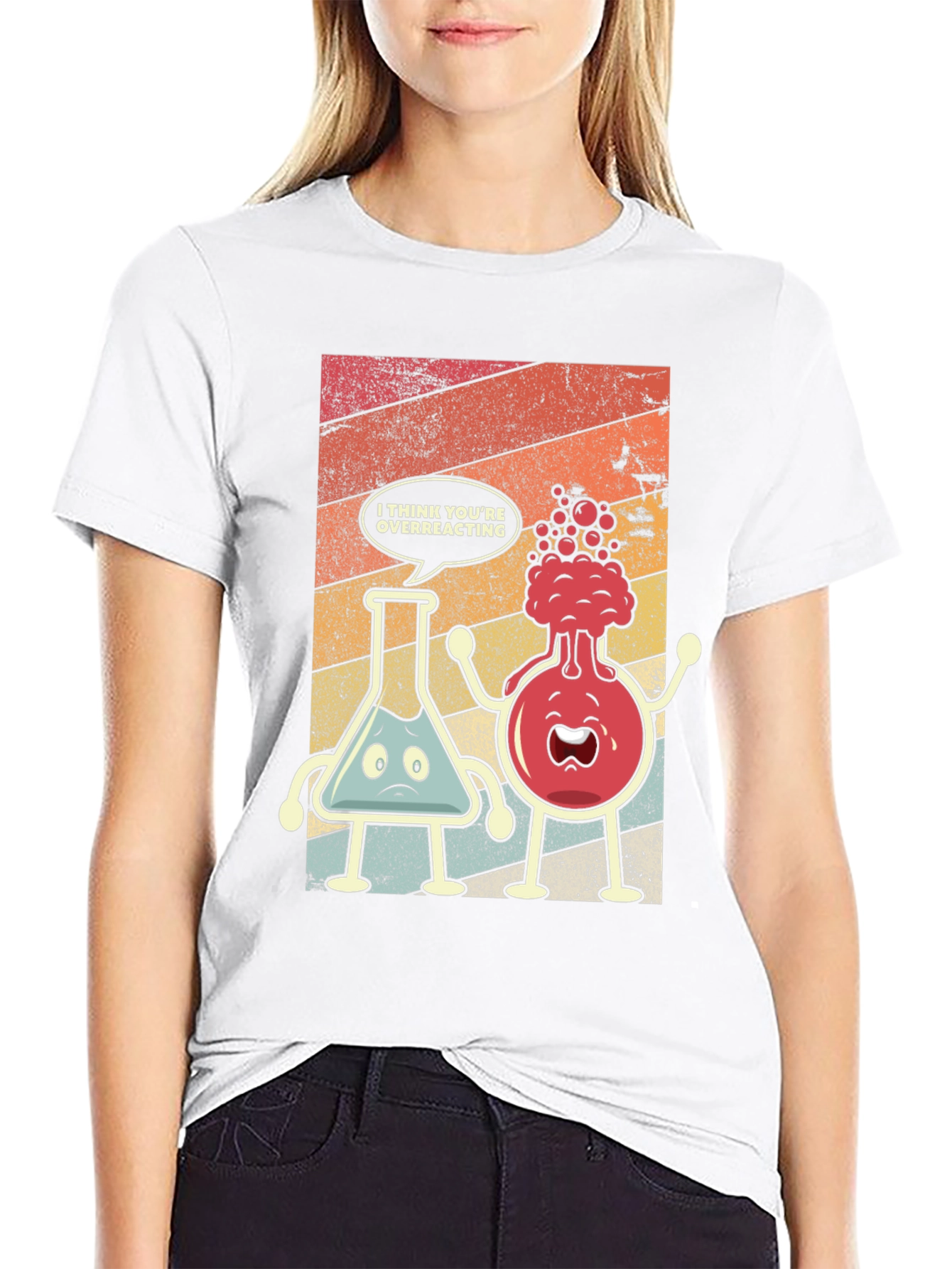 Black Funny Chemistry T-Shirt: Overreacting view 9