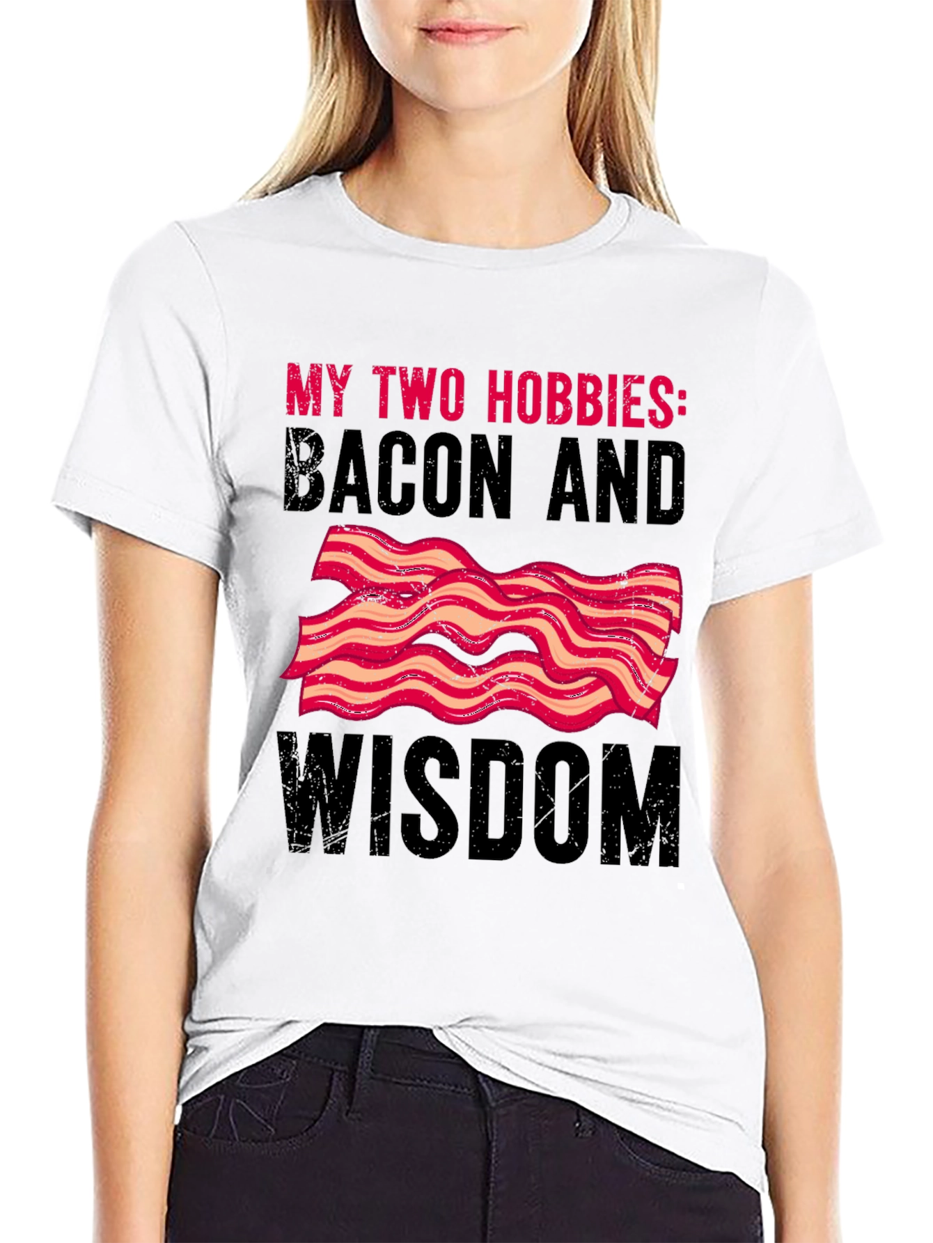 Black Bacon and Wisdom Graphic T-Shirt view 9