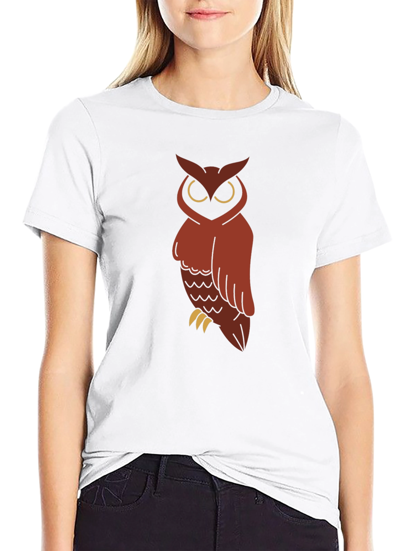 Black Owl Graphic Print Black T-Shirt view 9