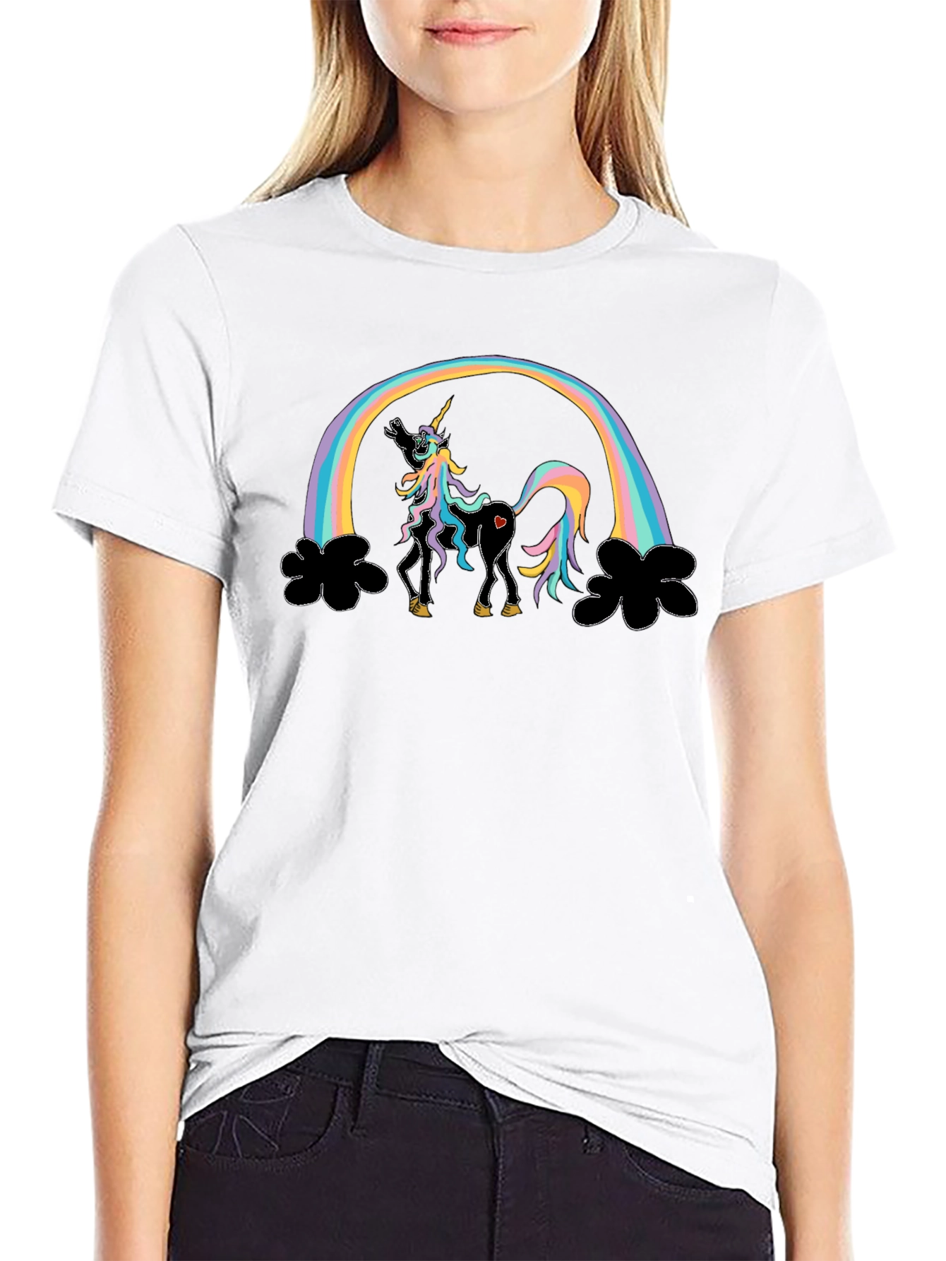 Black Rainbow Unicorn T-Shirt, Funny Design view 9