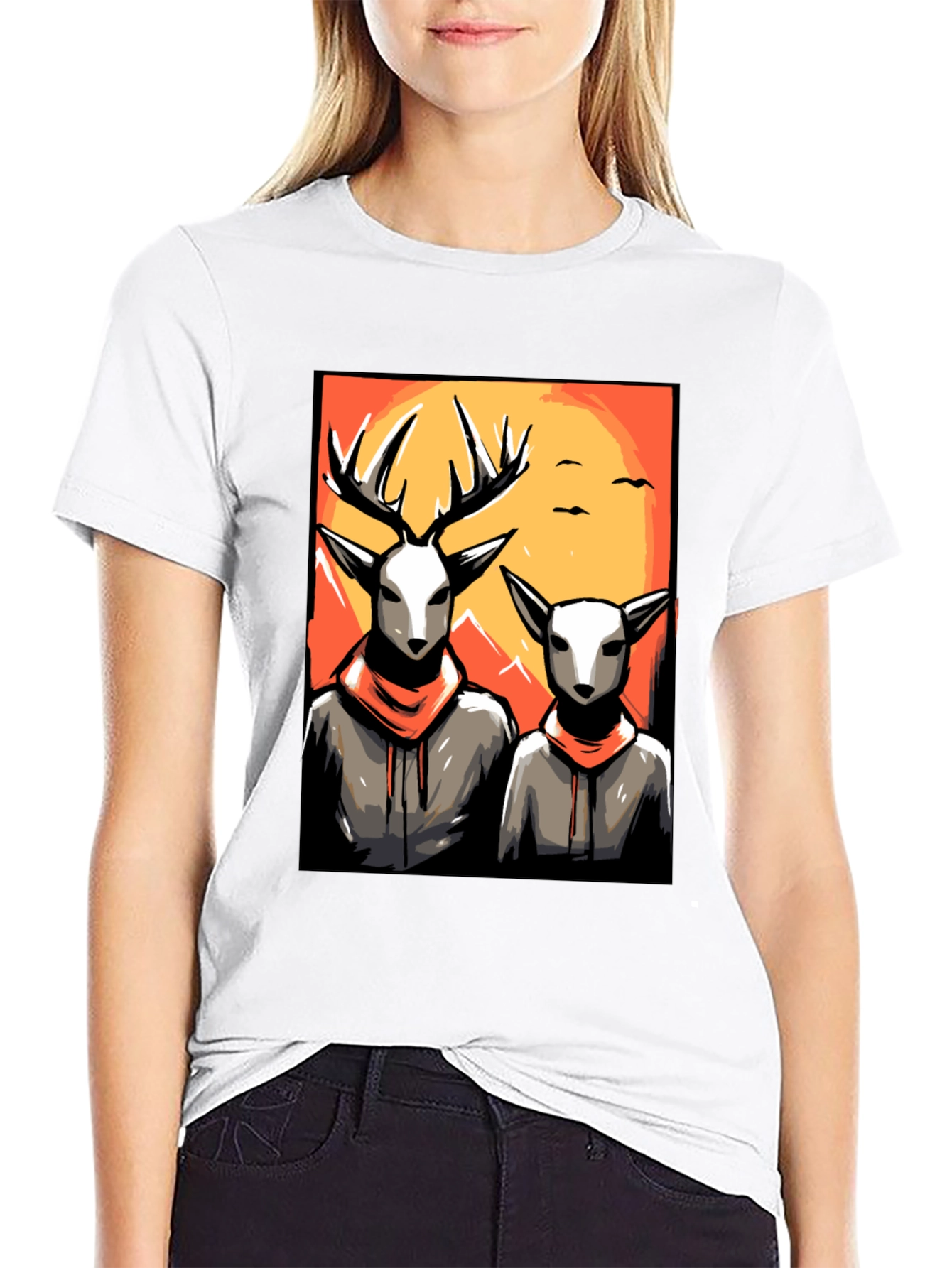 Black Deer Duo Graphic Tee - Cool Urban Style view 9