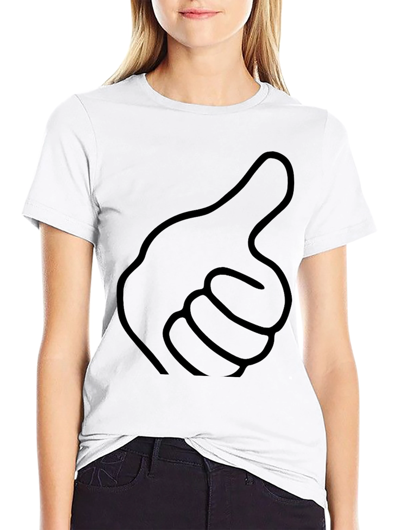Black Thumbs Up Graphic Black T-Shirt view 9