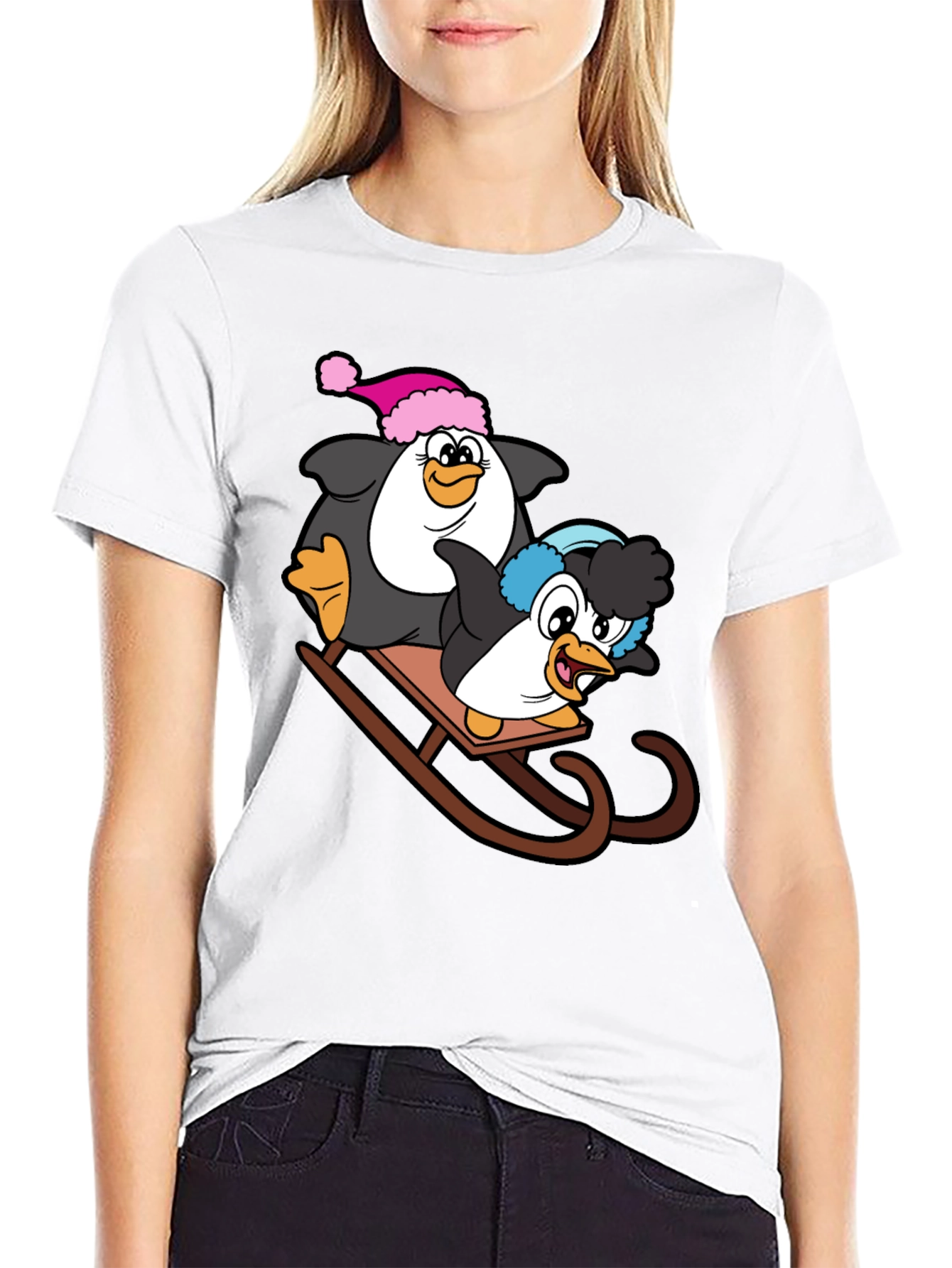 Black Penguin Sledding Graphic Tee view 9