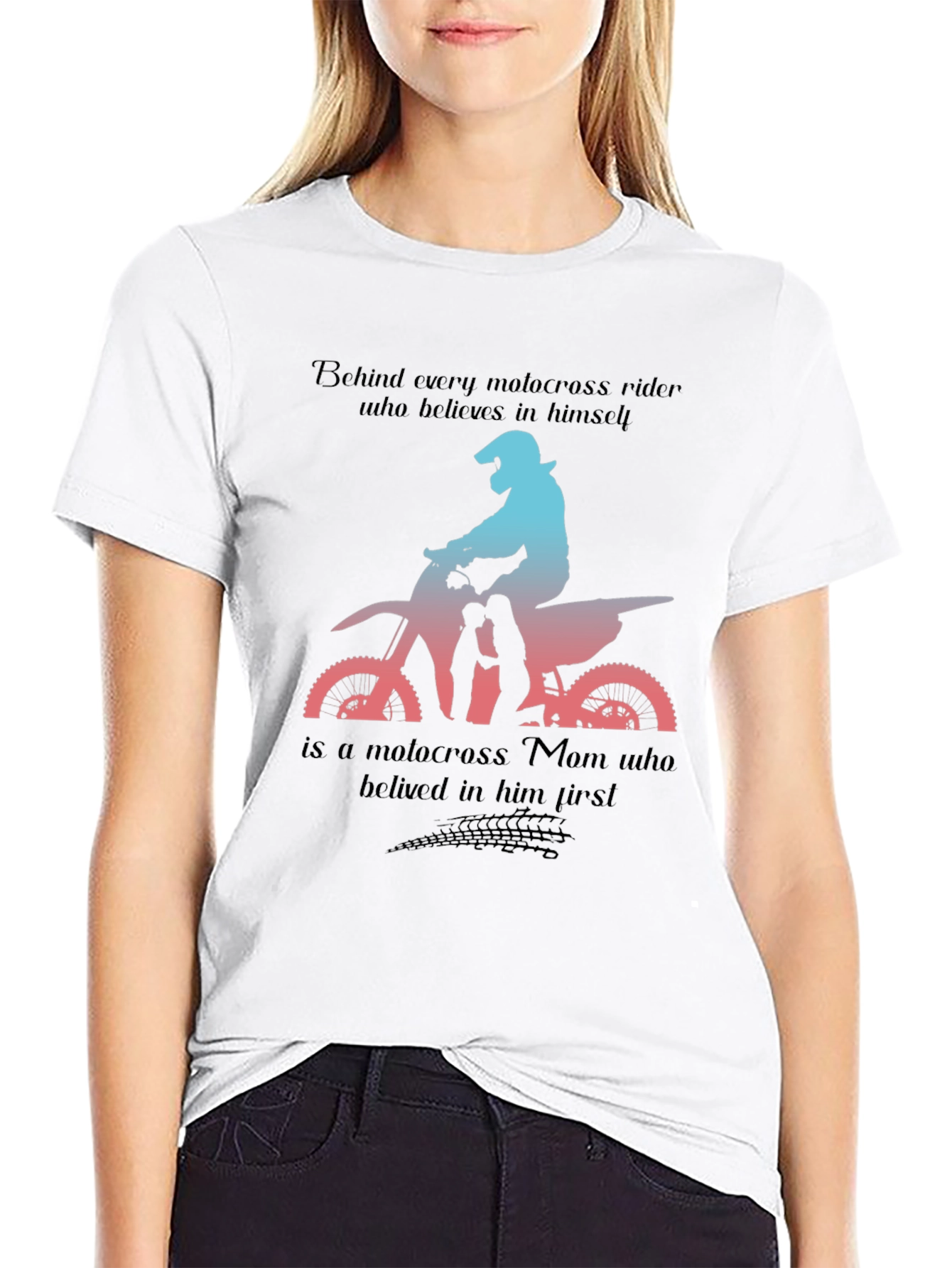 Black Motocross Mom T-Shirt: Behind Every Rider view 9