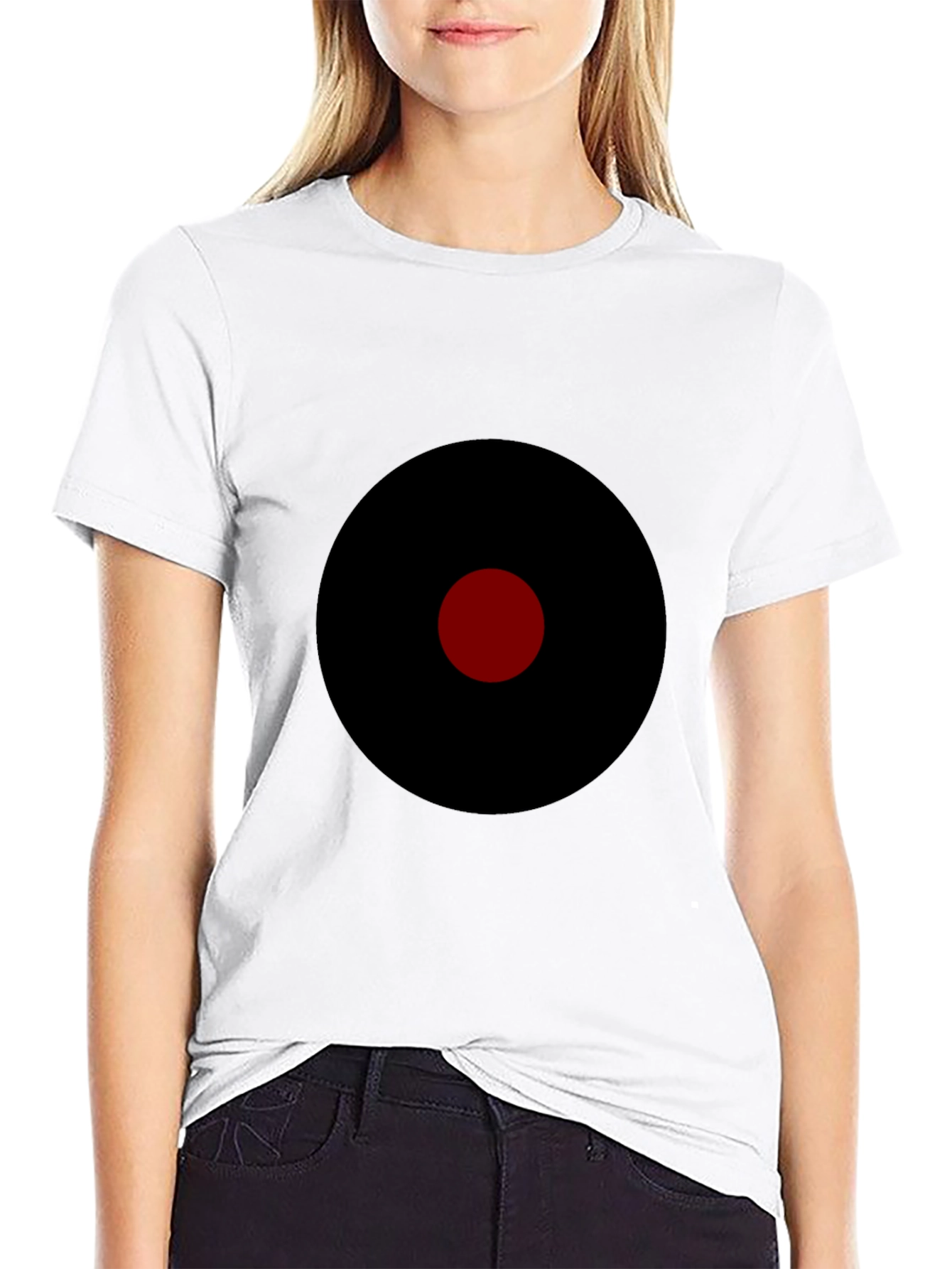 Black Men's Black T-Shirt with Target Graphic view 9