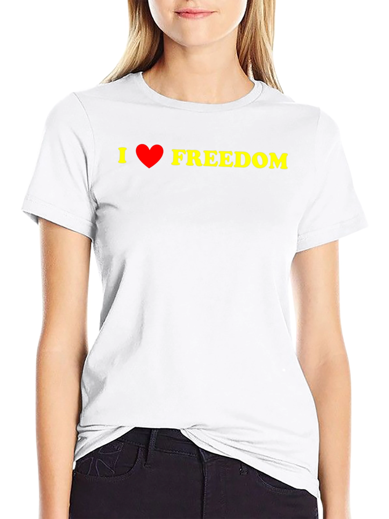 Black I Love Freedom Graphic Tee - Black Casual T-Shirt view 9