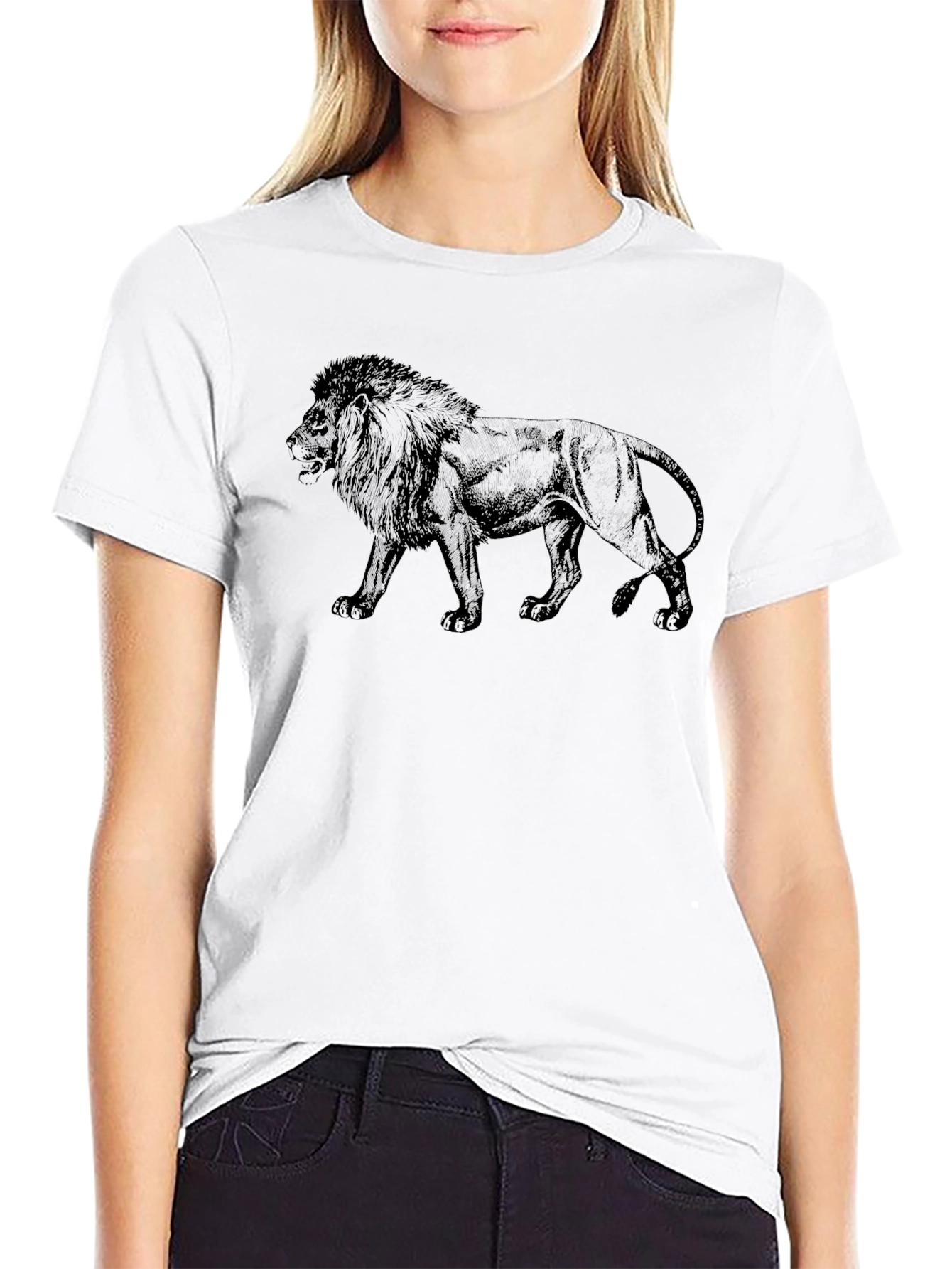 Black Lion Graphic Black T-Shirt for Men view 9