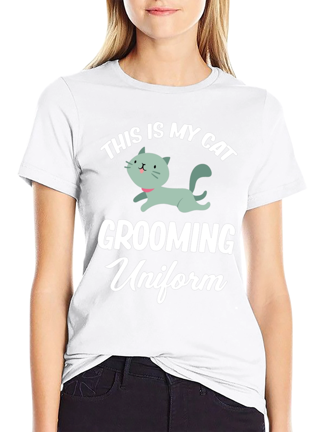 Black Cat Grooming Uniform T-Shirt - Funny Pet Lover Tee view 9