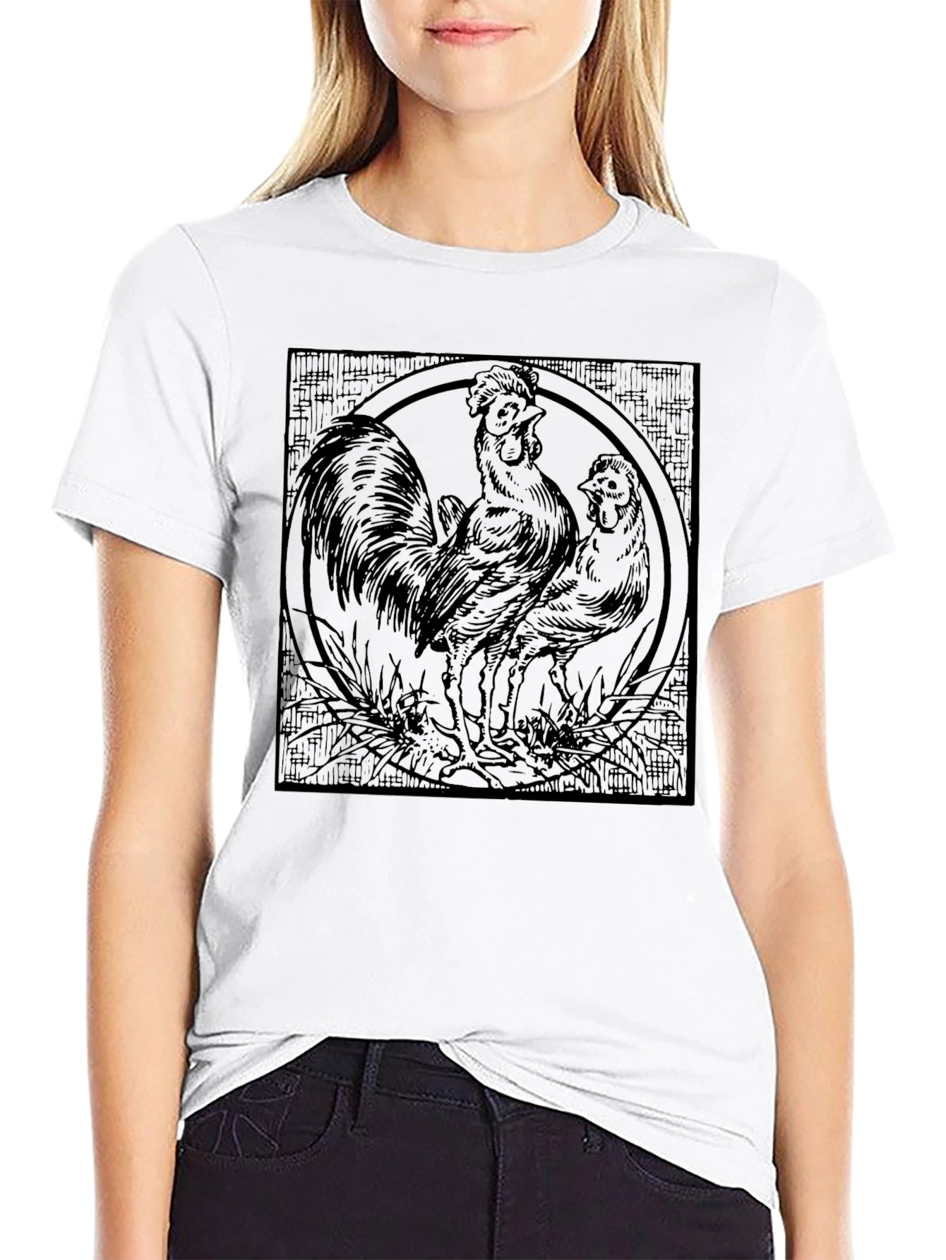 Rooster & Hen Graphic Tee - Farm Animal Shirt - 9