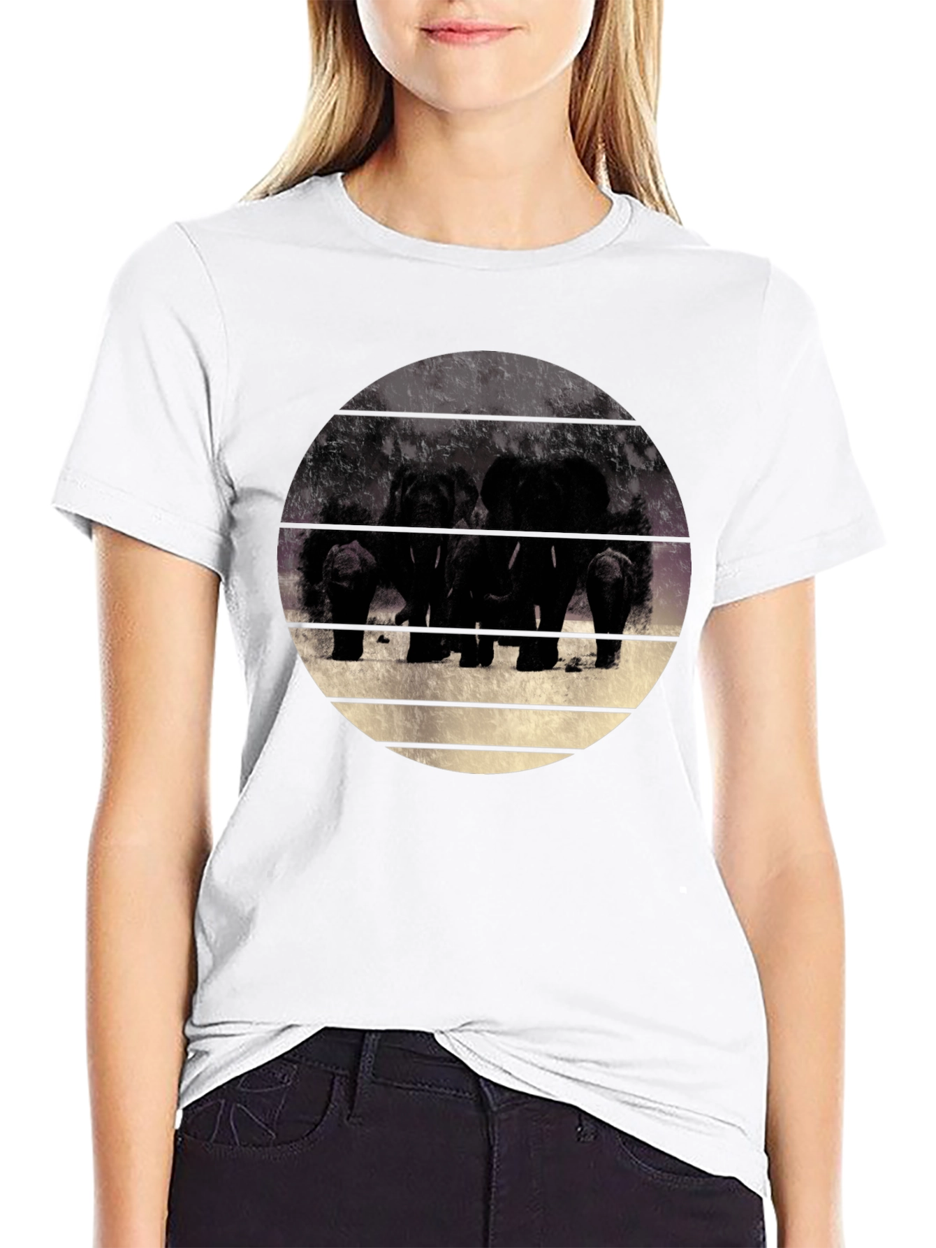 Black Elephant Family Graphic Black T-Shirt view 9