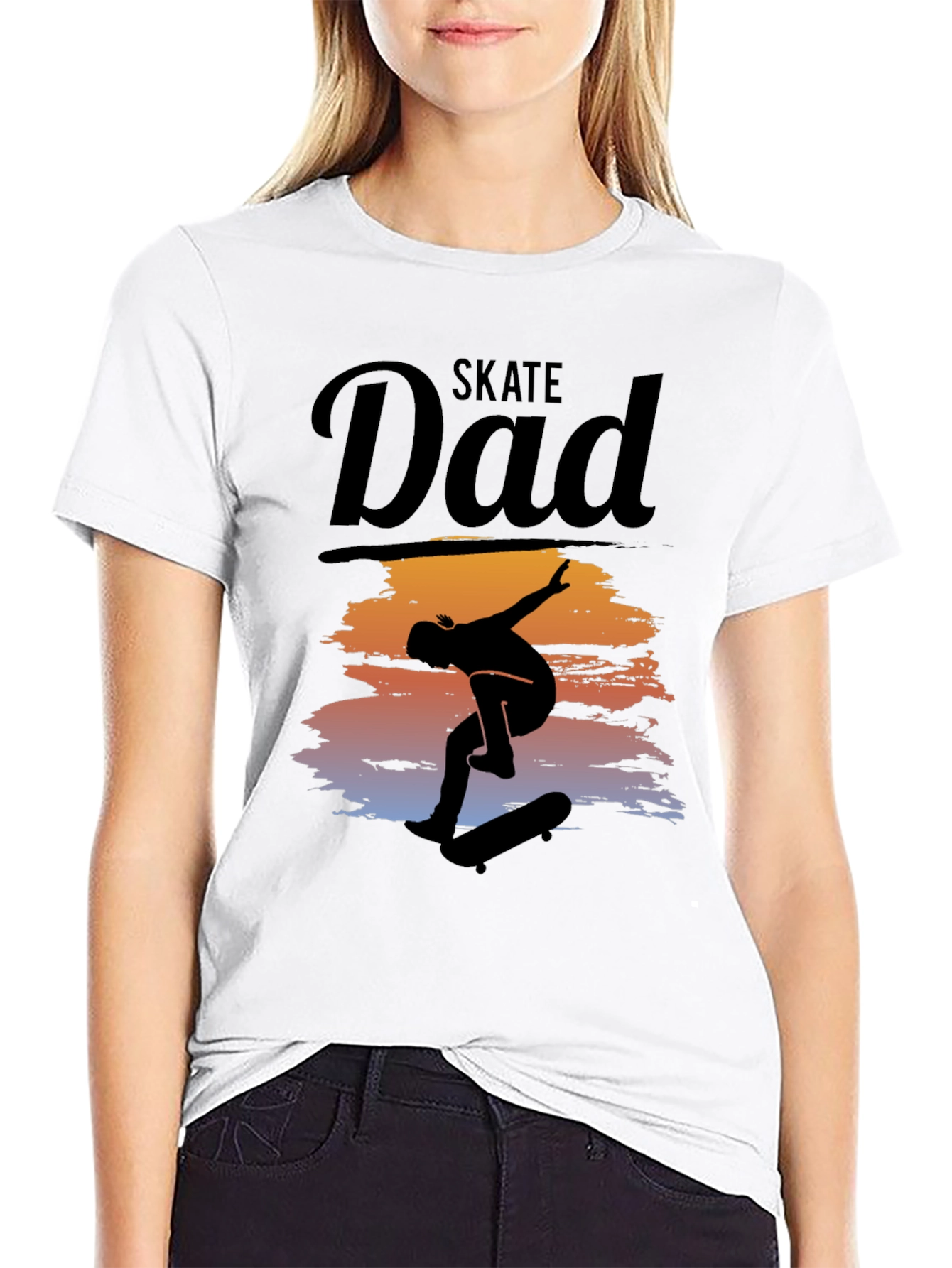 Black Skate Dad T-Shirt Cool Silhouette Graphic Tee view 9
