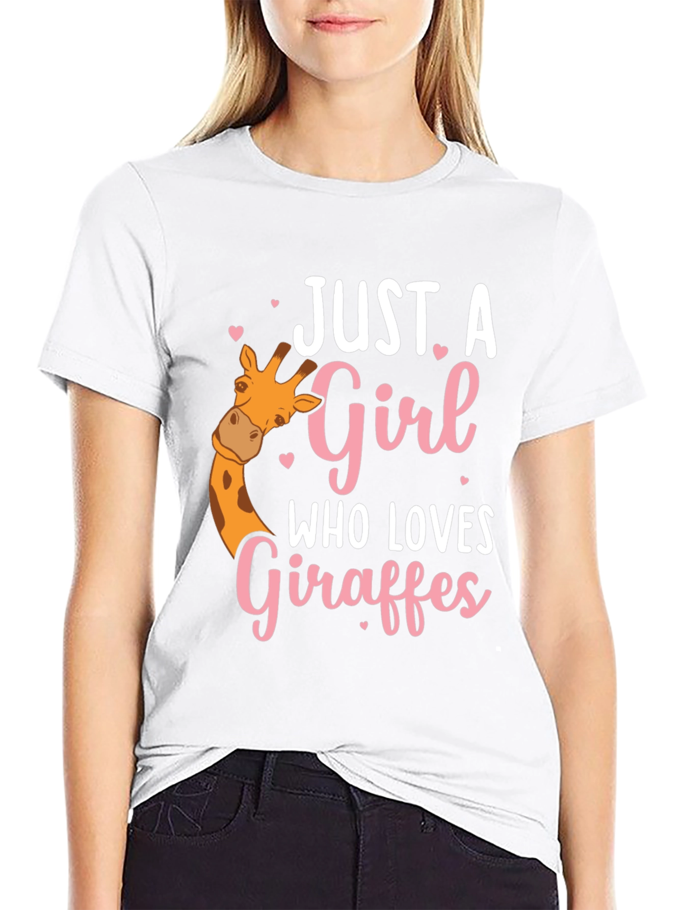 Black Giraffe Lover T-Shirt - Cute Giraffe Girl Tee view 9