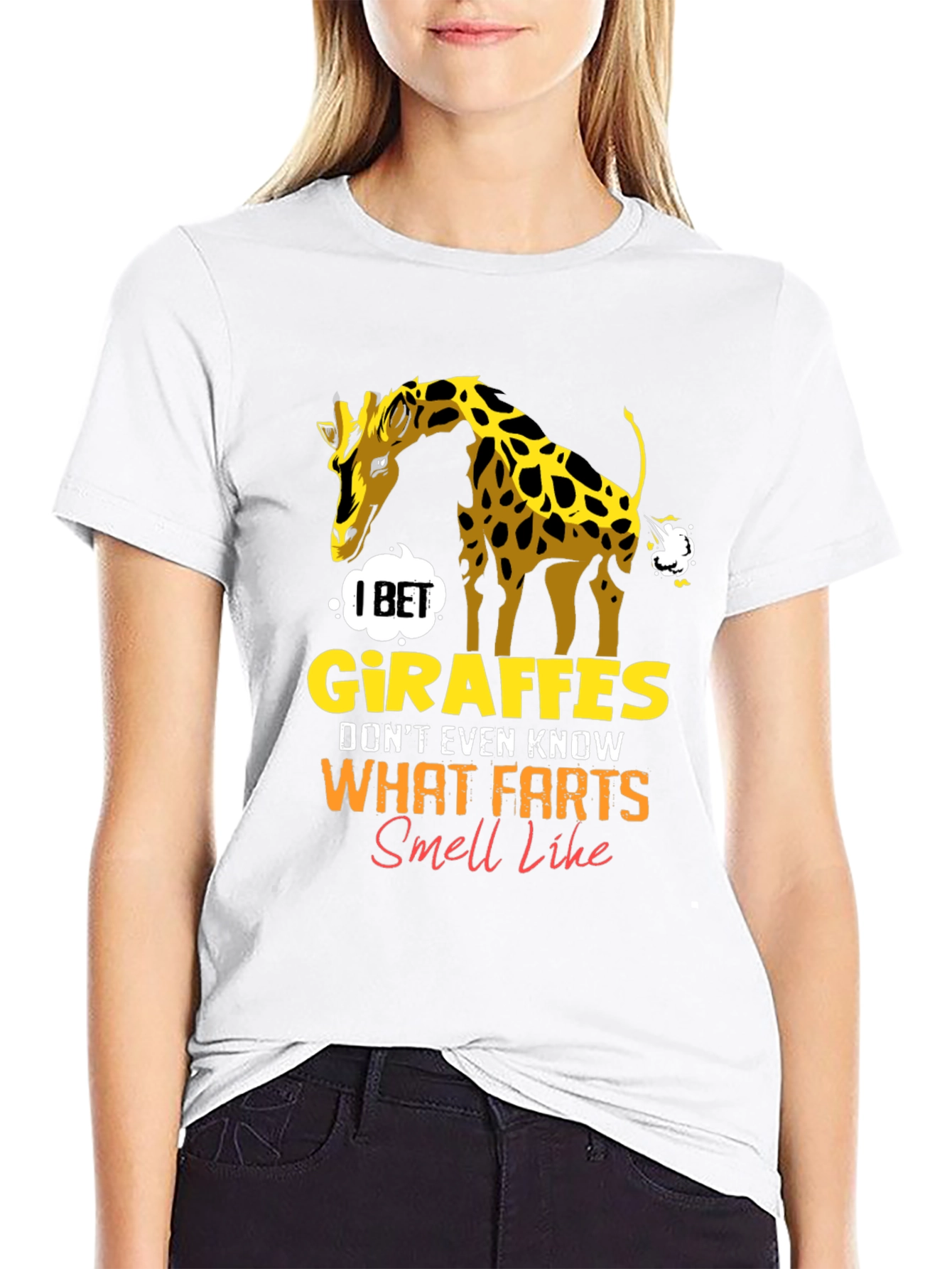 Black Giraffe Fart Joke T-Shirt - Funny Graphic Tee view 9