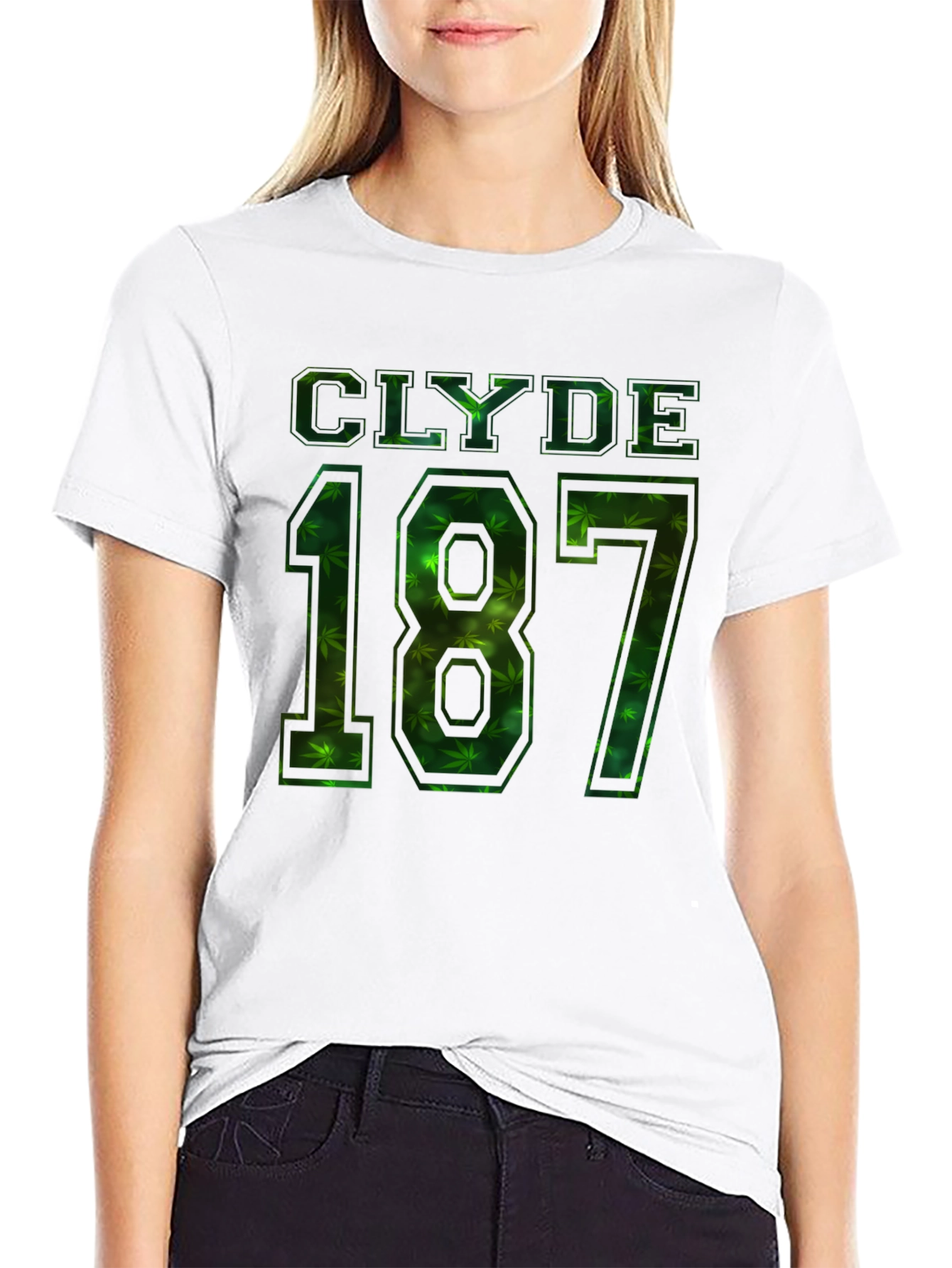 Black Clyde 187 Graphic T-Shirt - Weed Leaf Design view 9