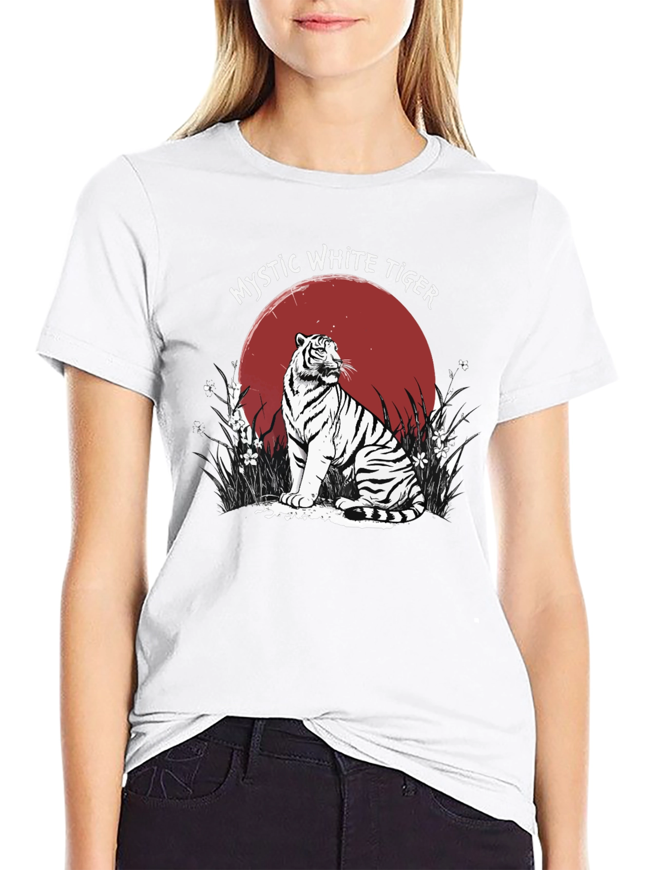 Black Mystic White Tiger Graphic T-Shirt view 9