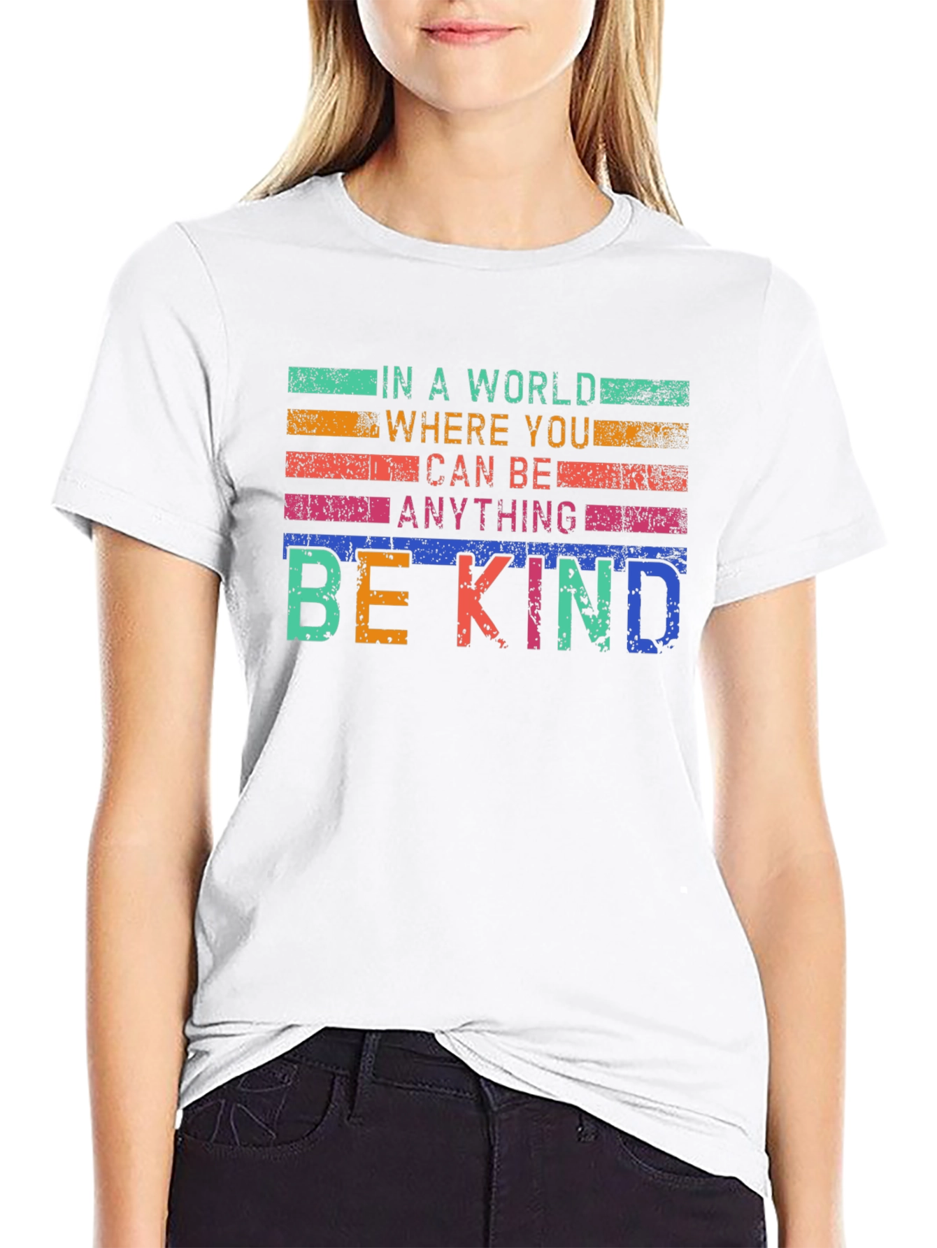 Black Be Kind Graphic T-Shirt - Inspirational Message view 9