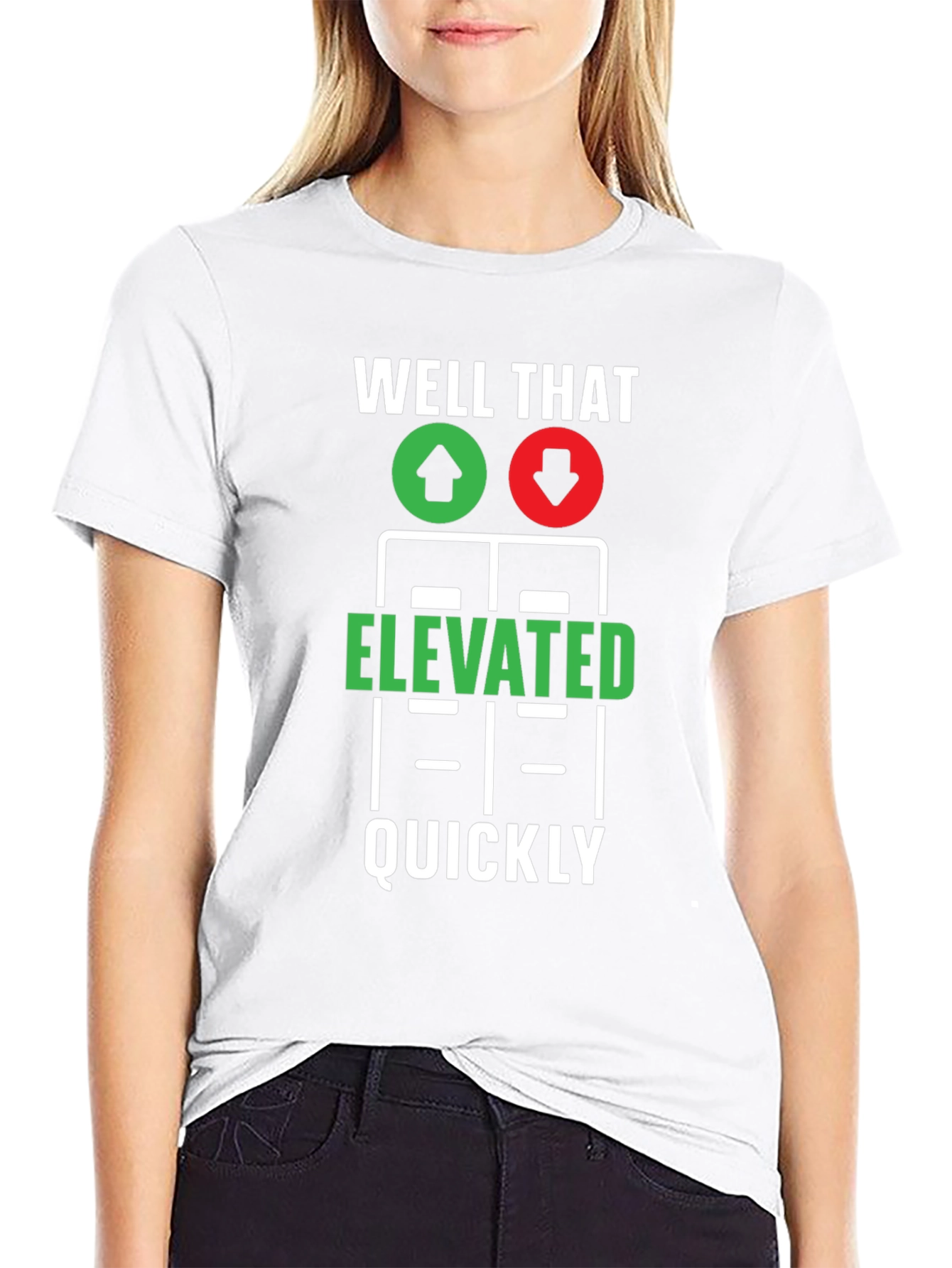 Black Elevated Quickly T-Shirt - Funny Stock Market Tee view 9