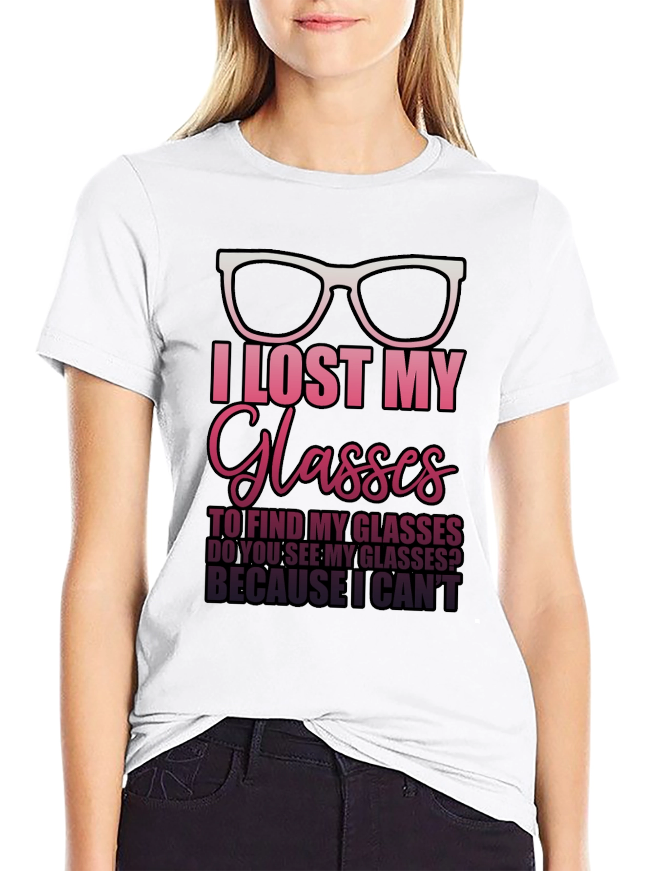 Black I Lost My Glasses T-Shirt - Funny Graphic Tee view 9