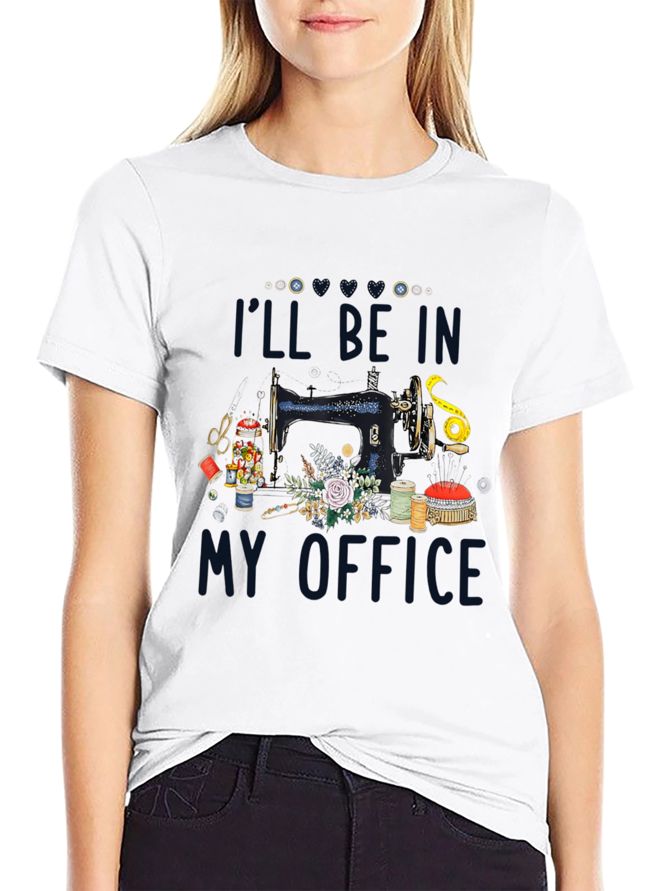 Black Sewing Room T-Shirt: "I'll Be In My Office" view 9