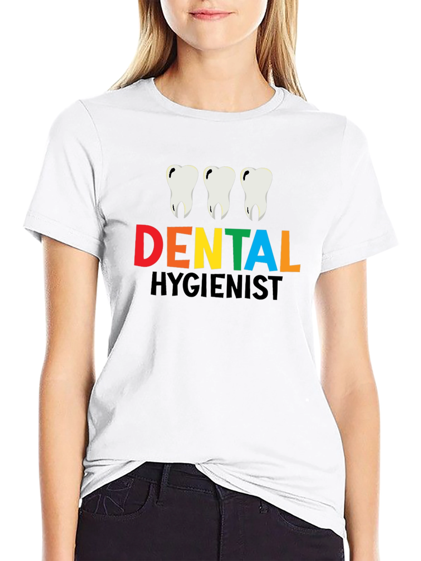 Black Dental Hygienist T-Shirt - Black Cotton Tee view 9