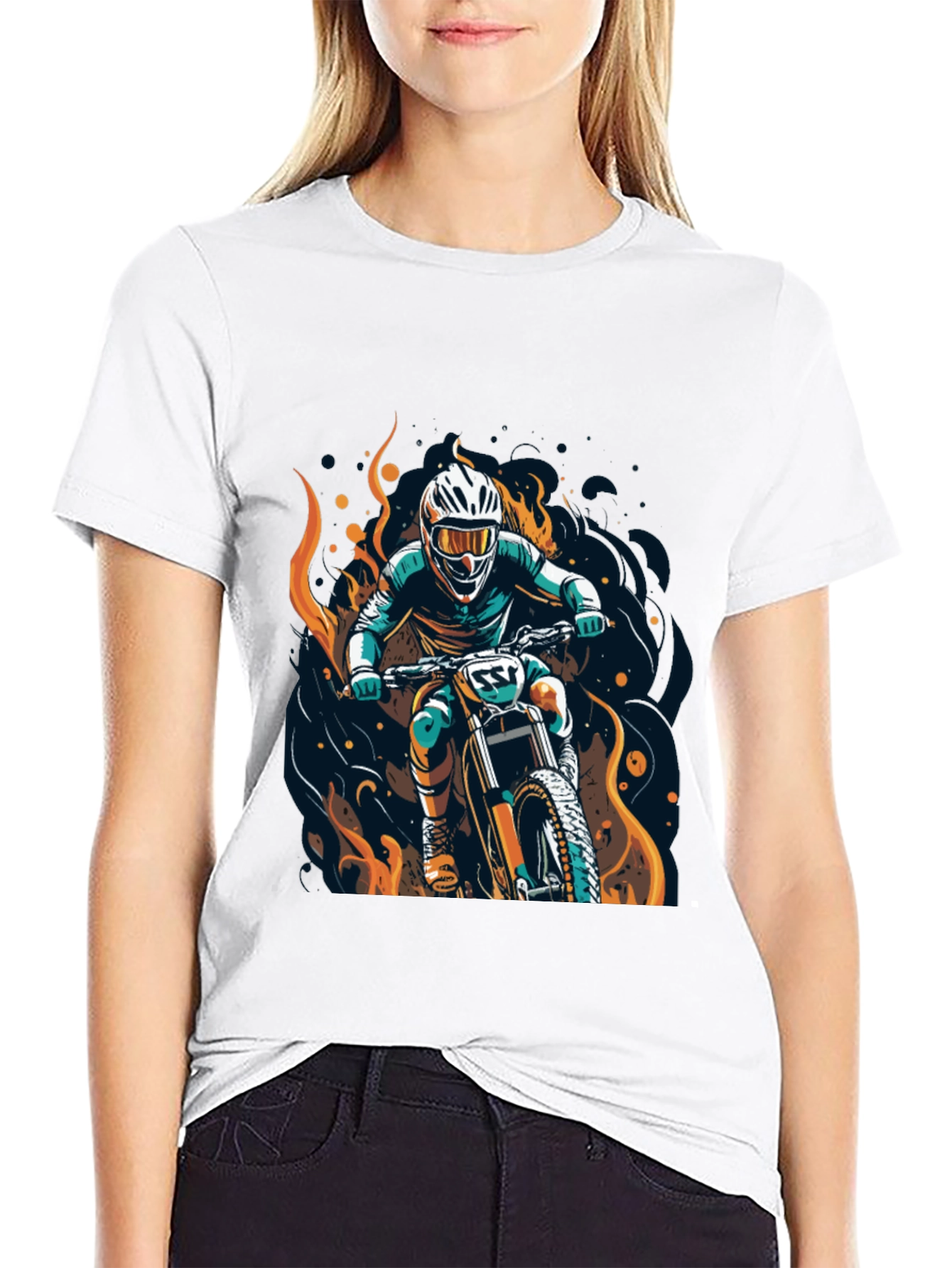 Black Motocross Rider Graphic Tee view 9
