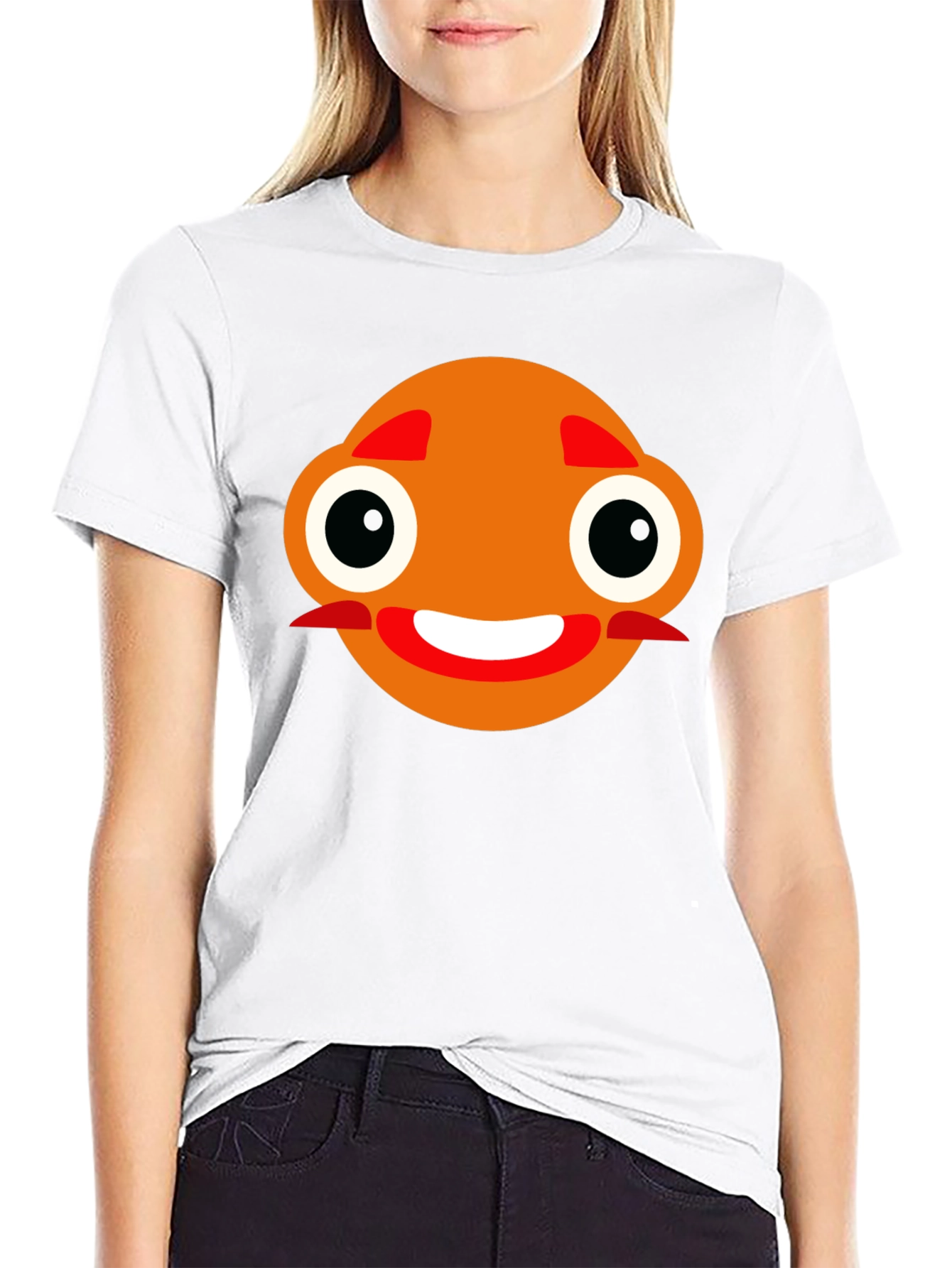 Black Funny Orange Face Black T-Shirt view 9