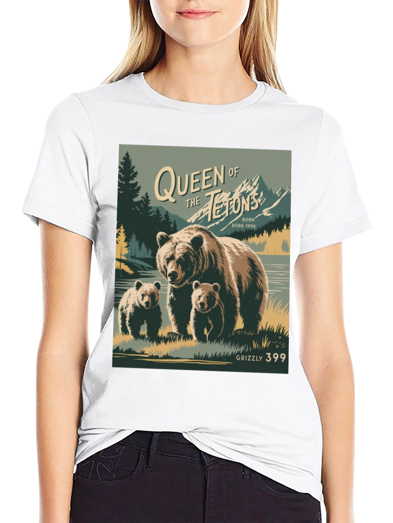 Black Queen of the Tetons Grizzly Bear T-Shirt view 9