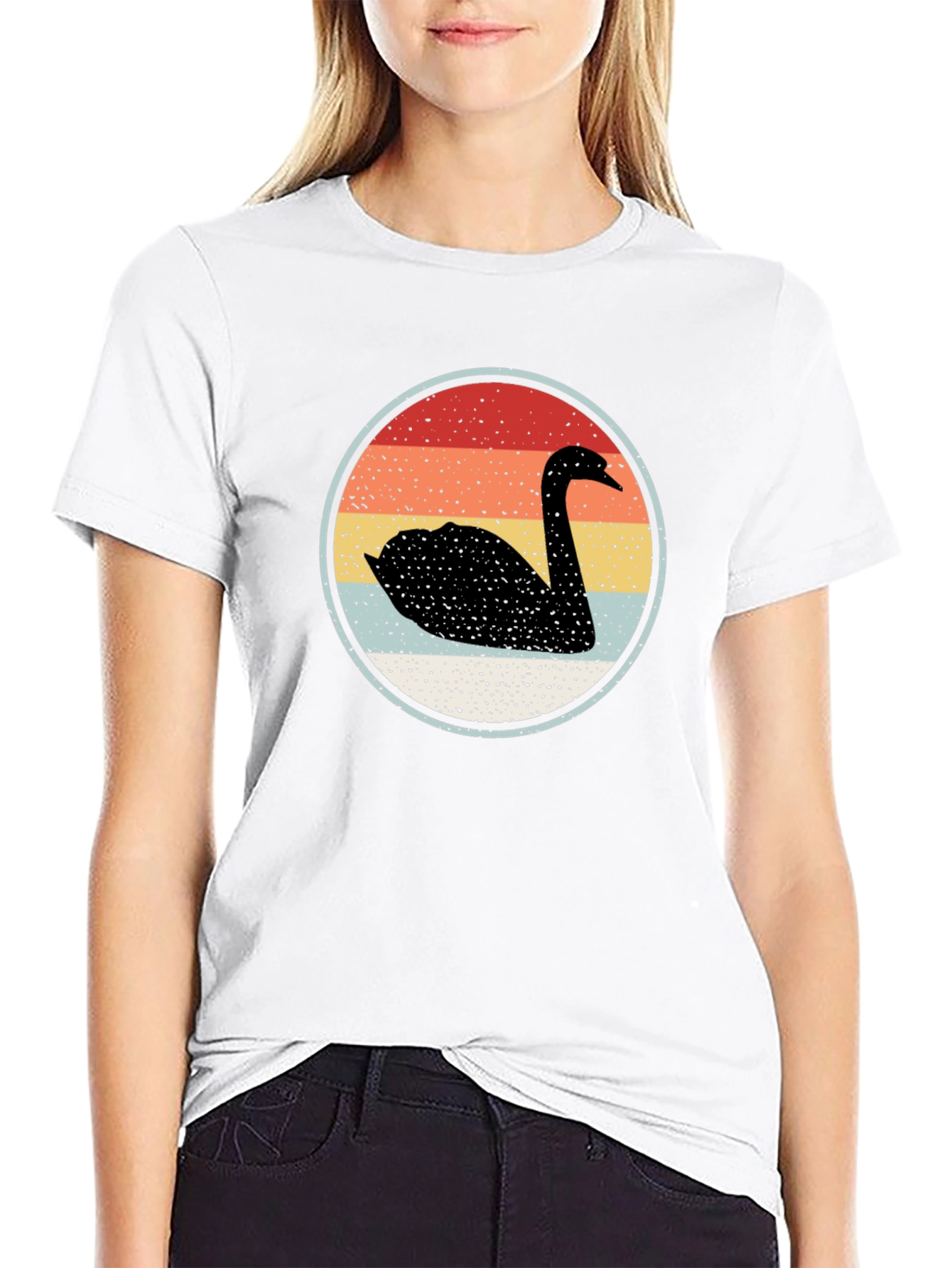 Black Retro Swan Graphic Tee view 9
