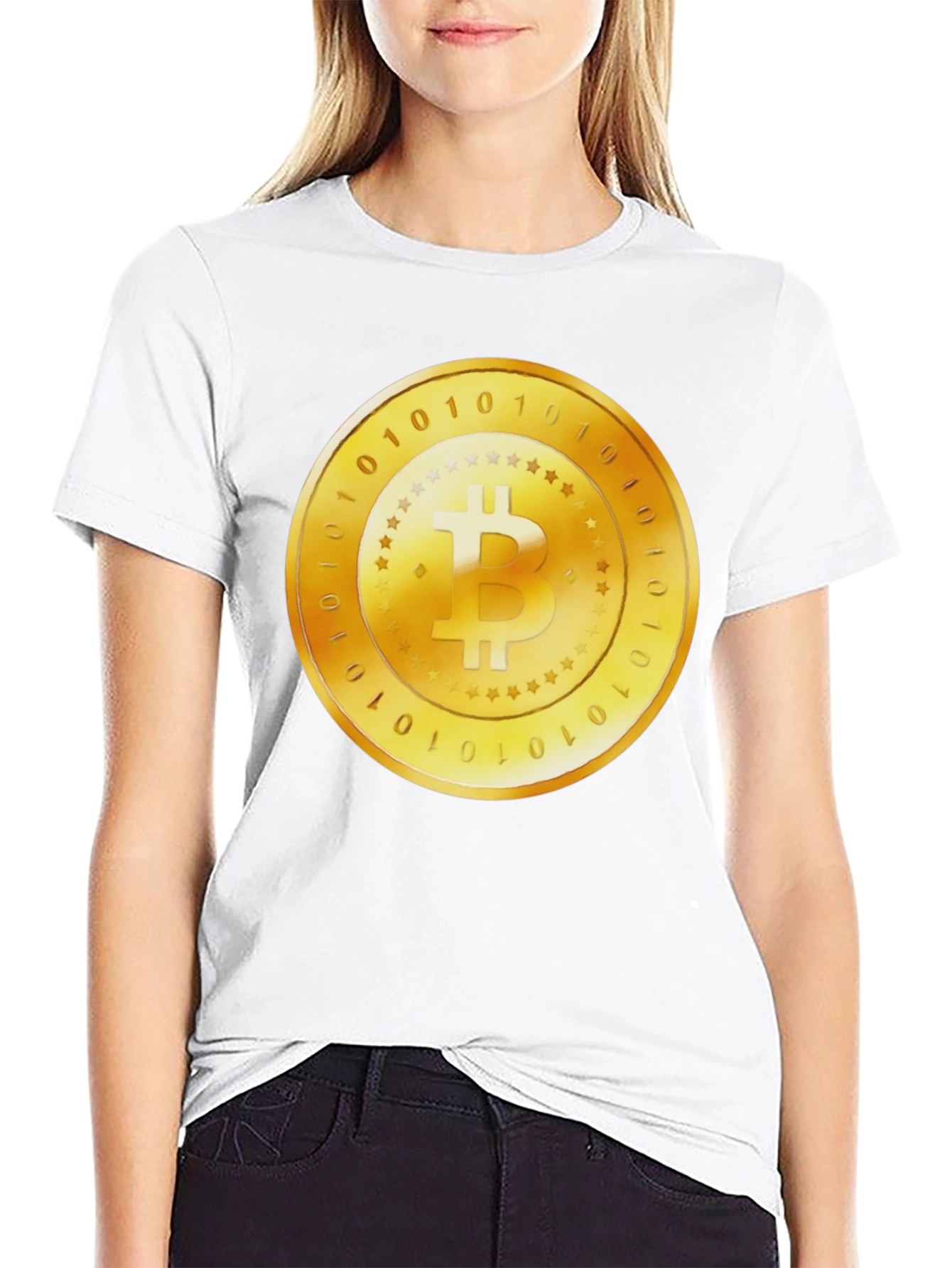 Black Bitcoin Gold Coin Graphic Black T-Shirt view 9