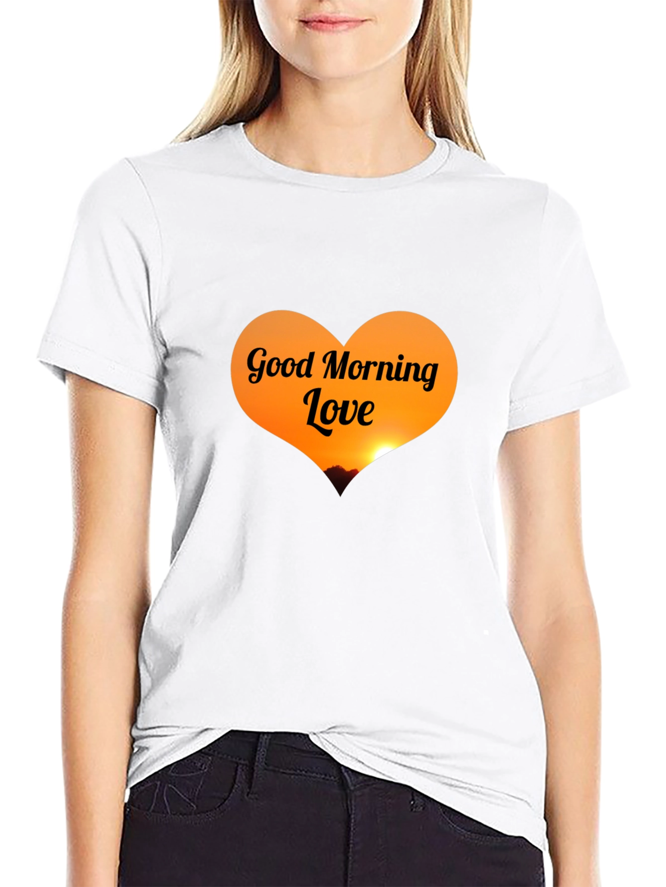 Black Good Morning Love Black T-Shirt view 9