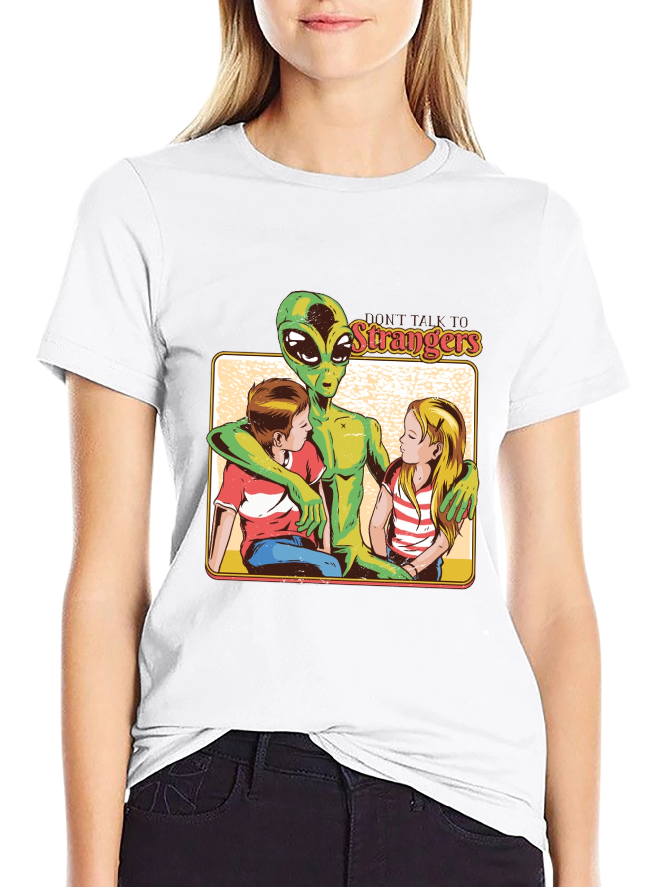 Black Don't Talk to Strangers Alien T-Shirt view 9