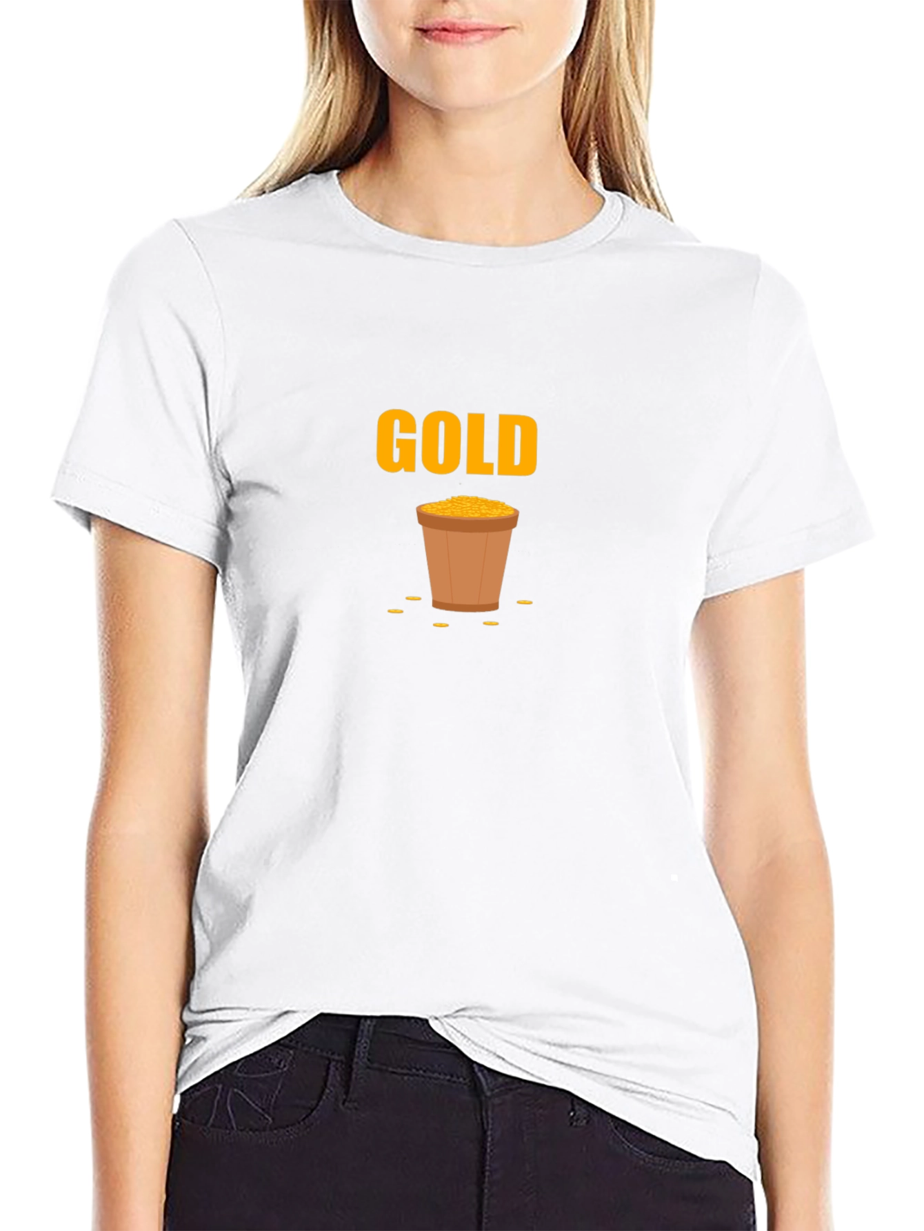 Black Gold Pot Graphic Black T-Shirt view 9