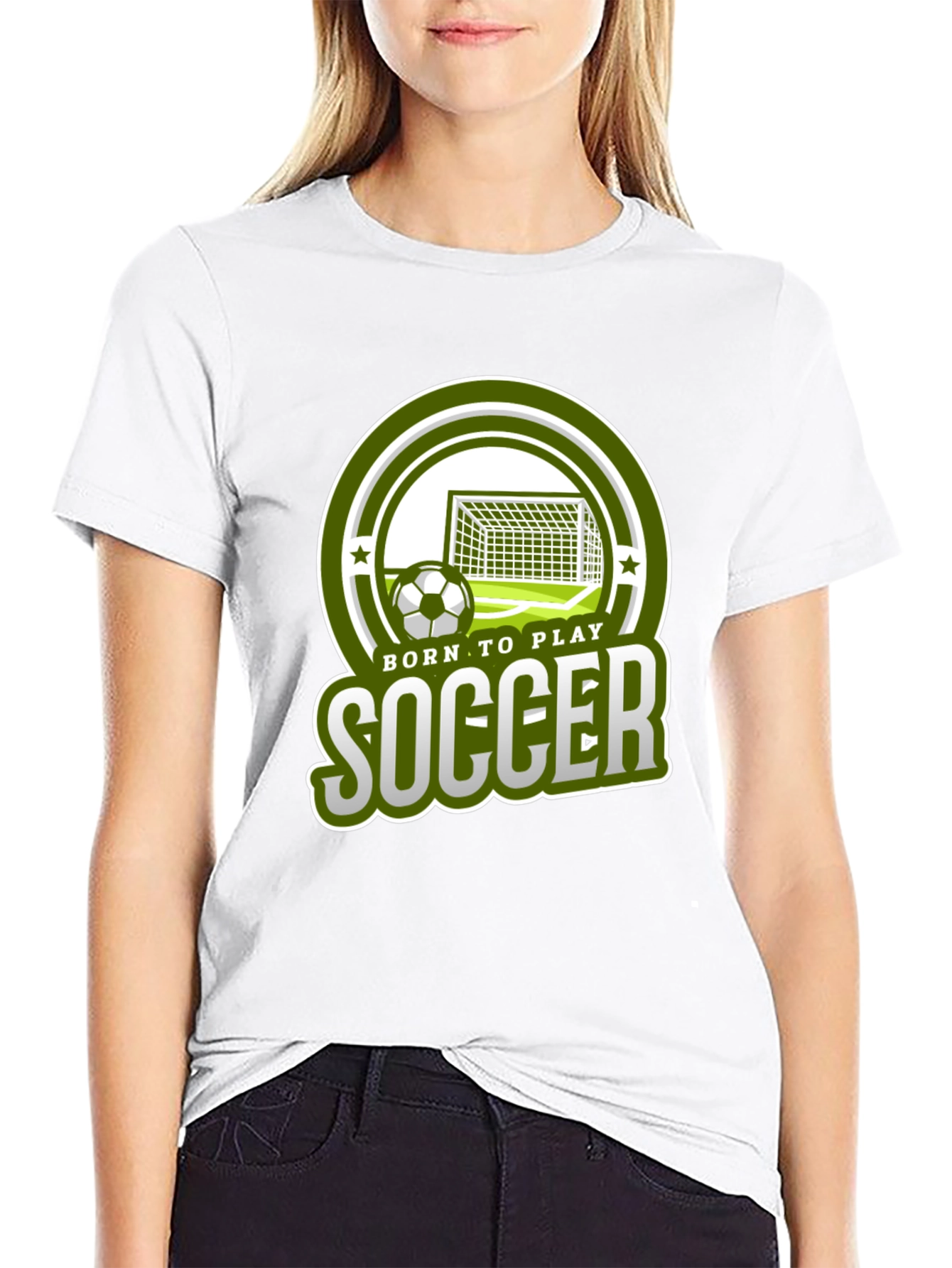 Black Born To Play Soccer Graphic T-Shirt view 9