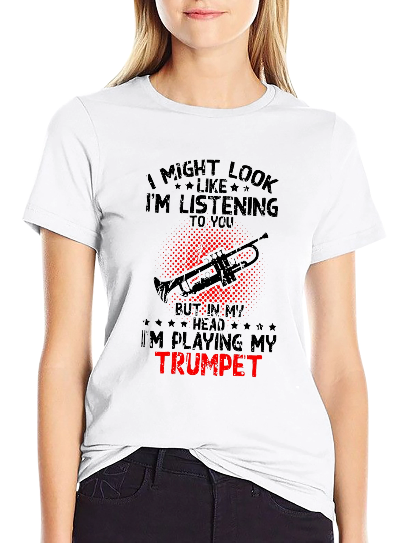 Black Trumpet Player T-Shirt: I'm Playing My Trumpet! view 9