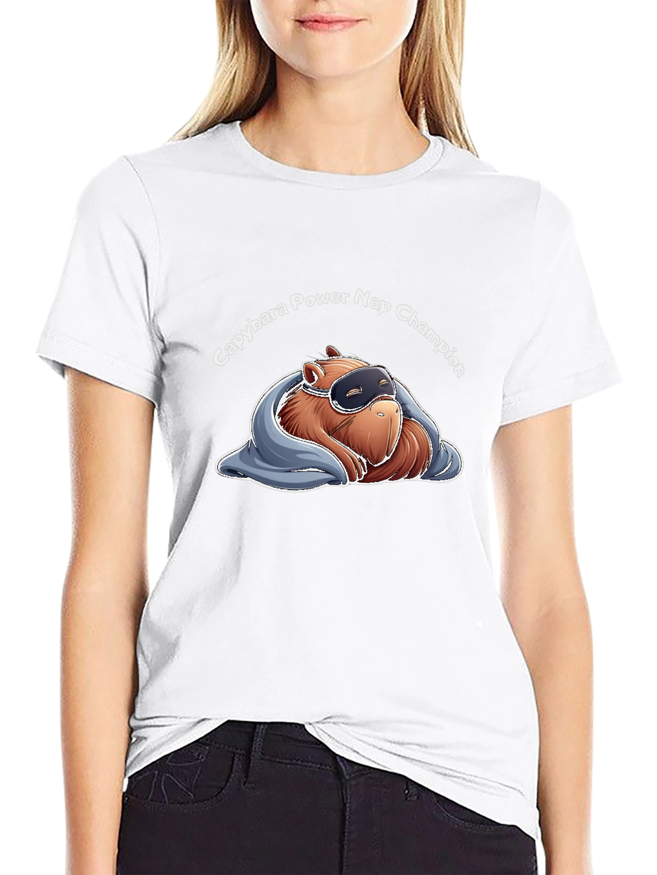Black Capybara Power Nap Champion Graphic T-Shirt view 9