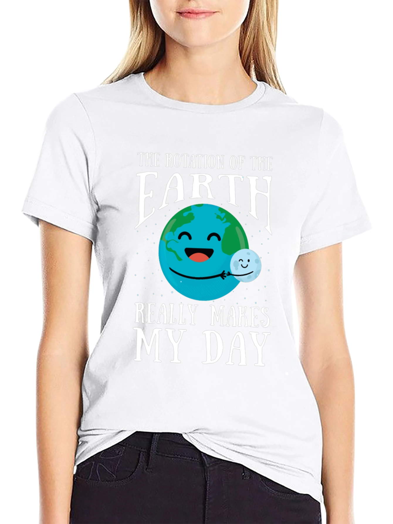 Black Funny Earth Rotation T-Shirt view 9