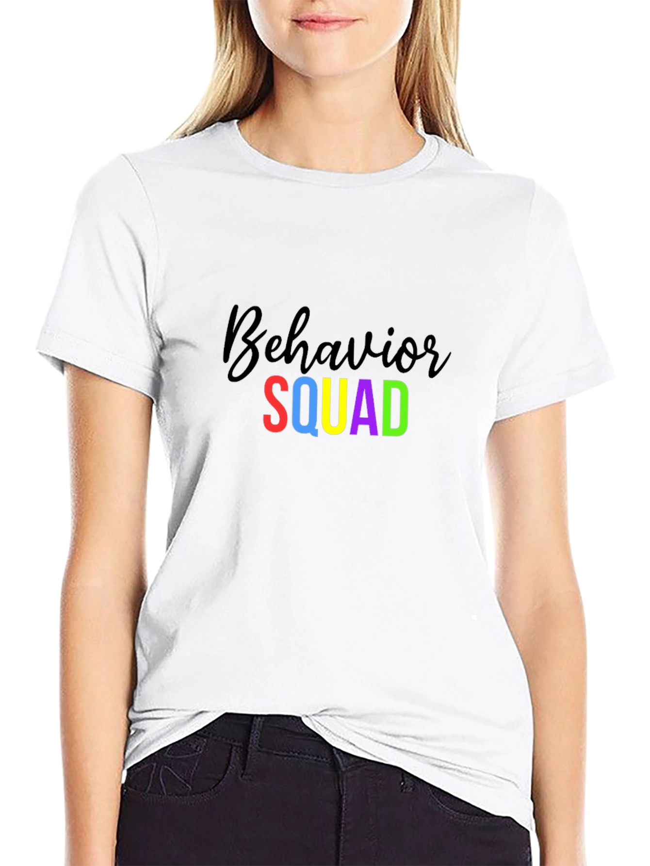 Black Behavior Squad Tee - Colorful Graphic Design view 9