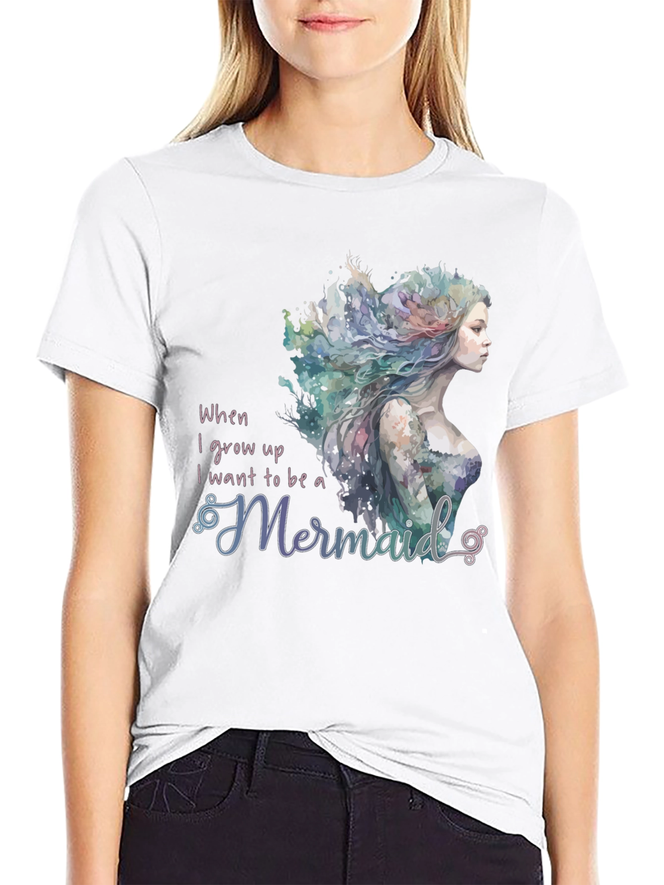 Black Mermaid Wish Graphic Tee - Black Crew Neck view 9
