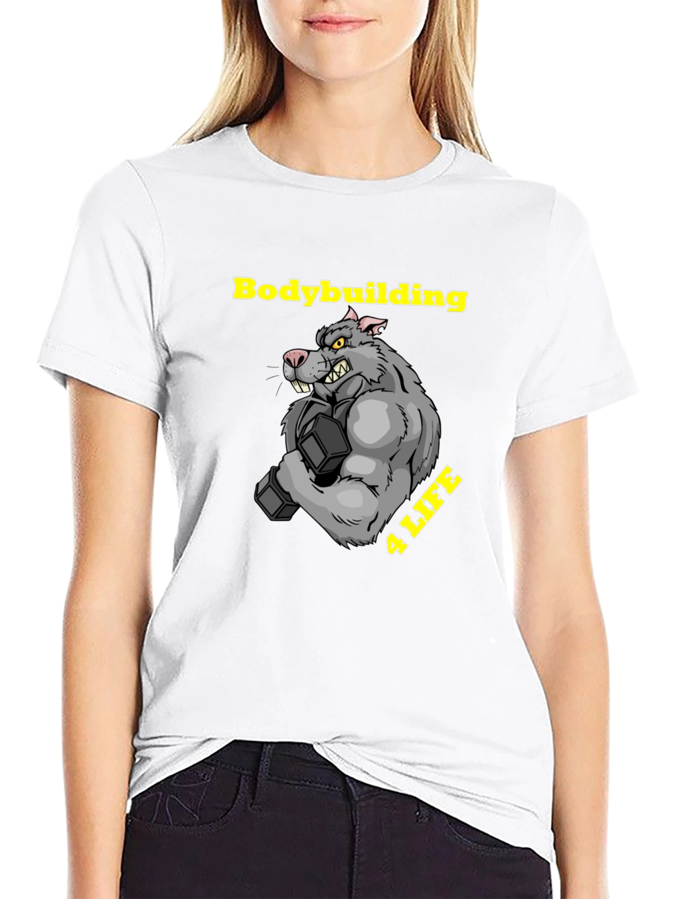 Black Bodybuilding Rat Black T-Shirt view 9