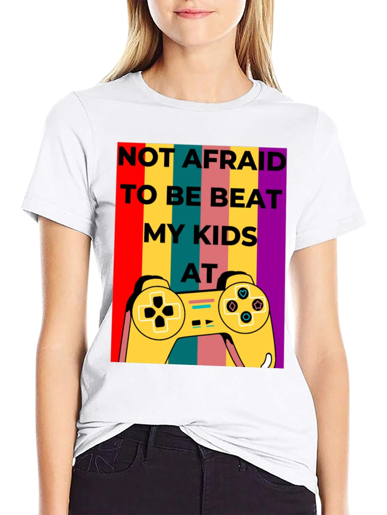 Black Not Afraid to Beat My Kids at Gaming T-Shirt view 9