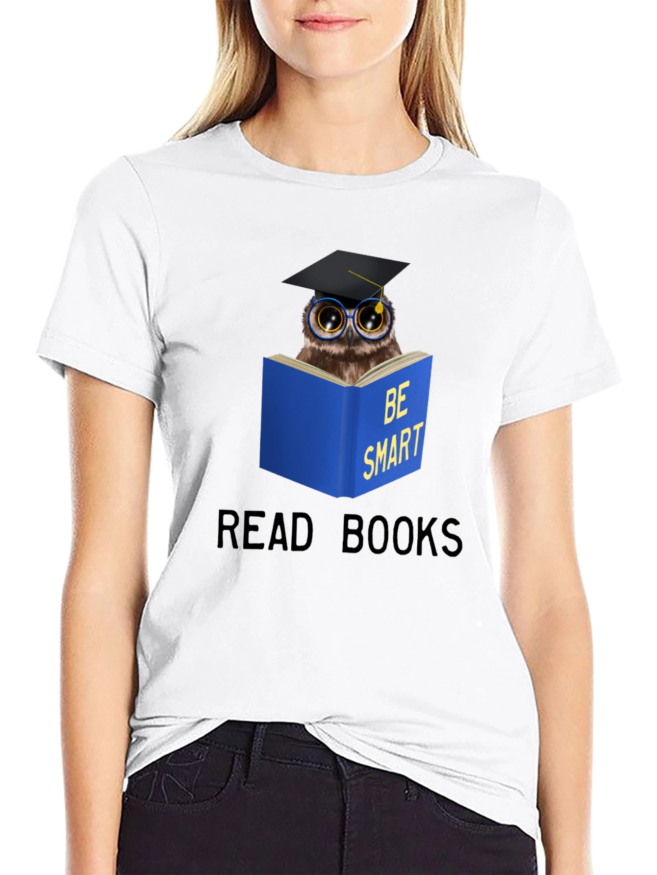 Black Be Smart Owl Reading T-Shirt view 9